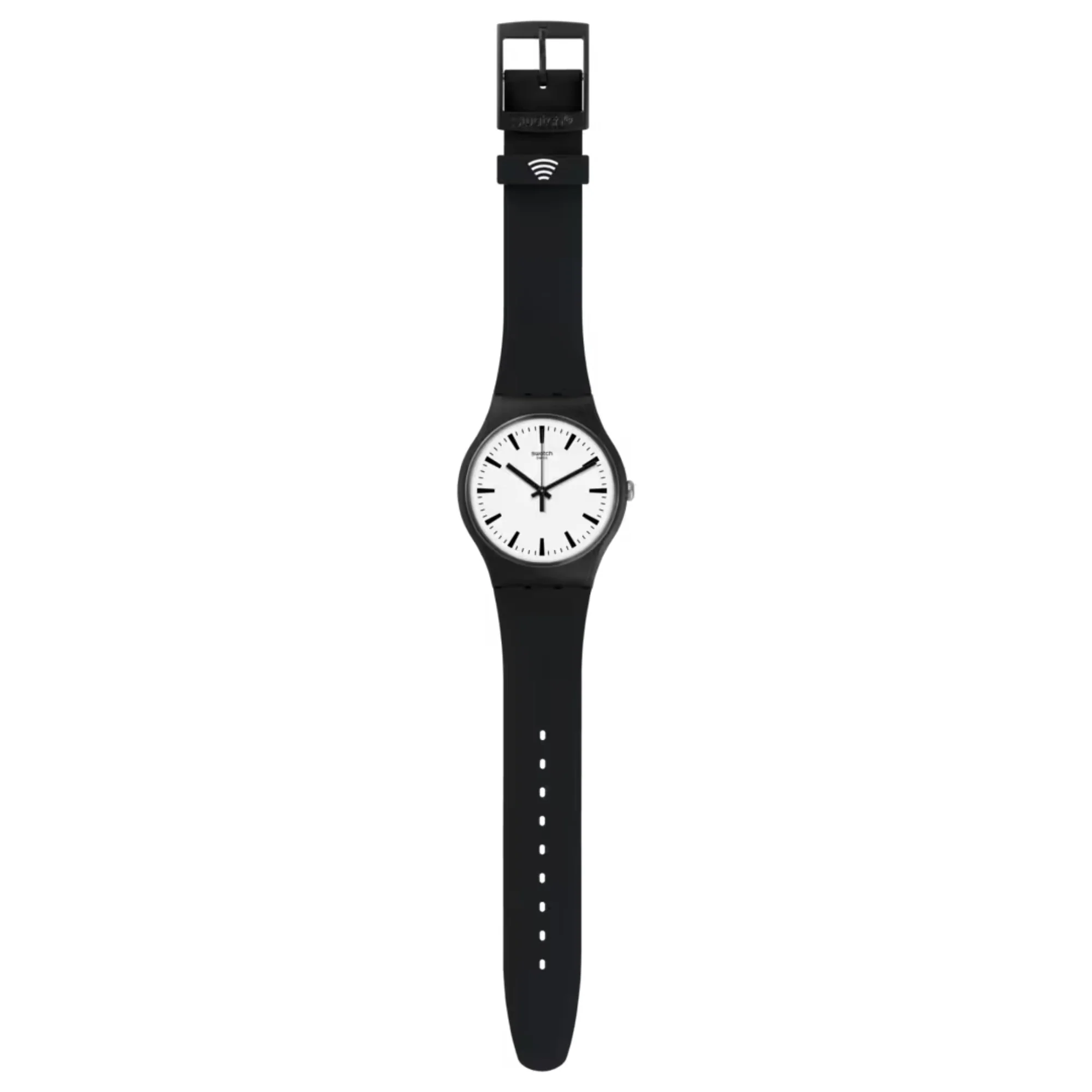Swatch SwatchPAY! Blackback Pay Quartz White Dial Black Silicone Strap Unisex Watch SVIB105-5300 - Image 2