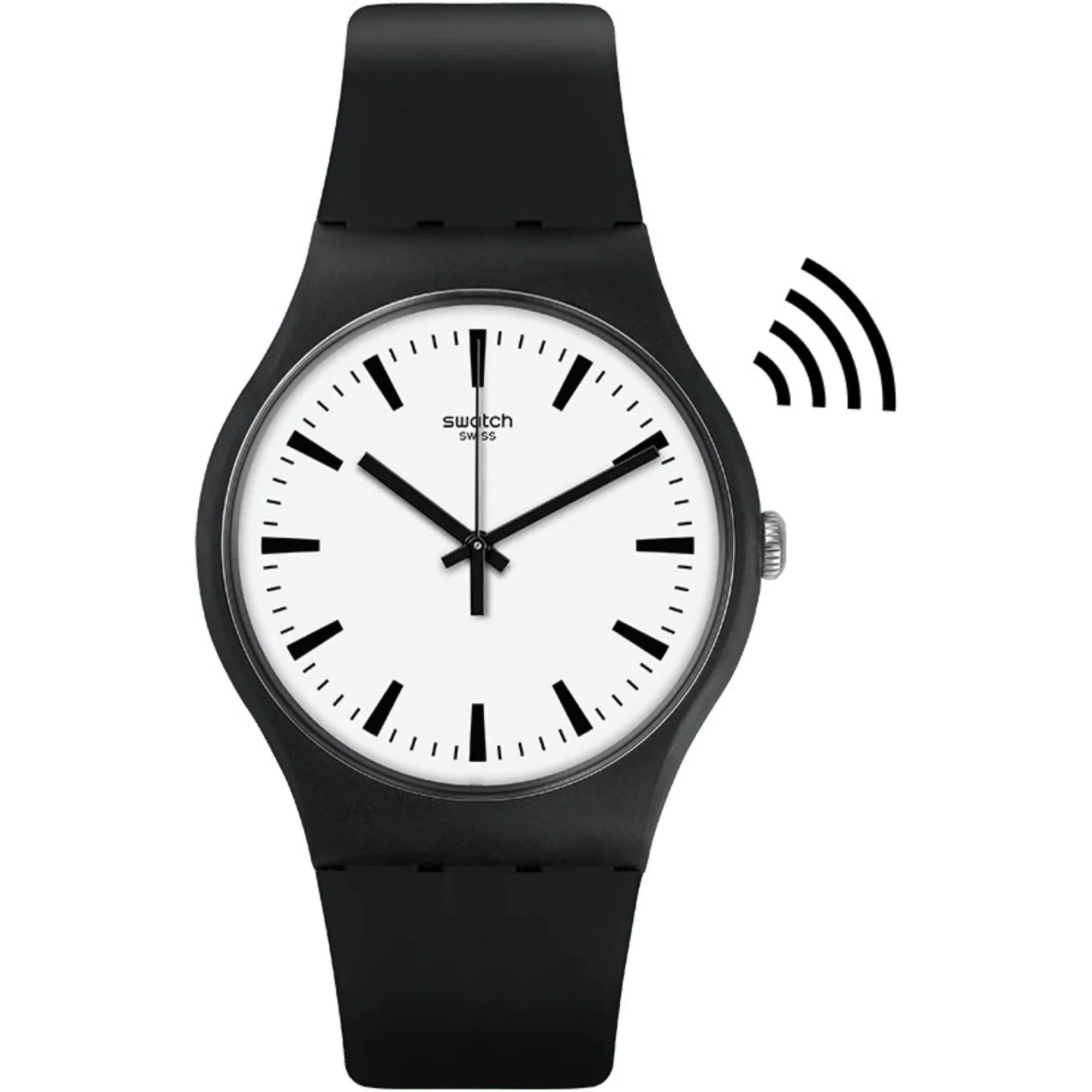Swatch SwatchPAY! Blackback Pay Quartz White Dial Black Silicone Strap Unisex Watch SVIB105-5300 - Image 3
