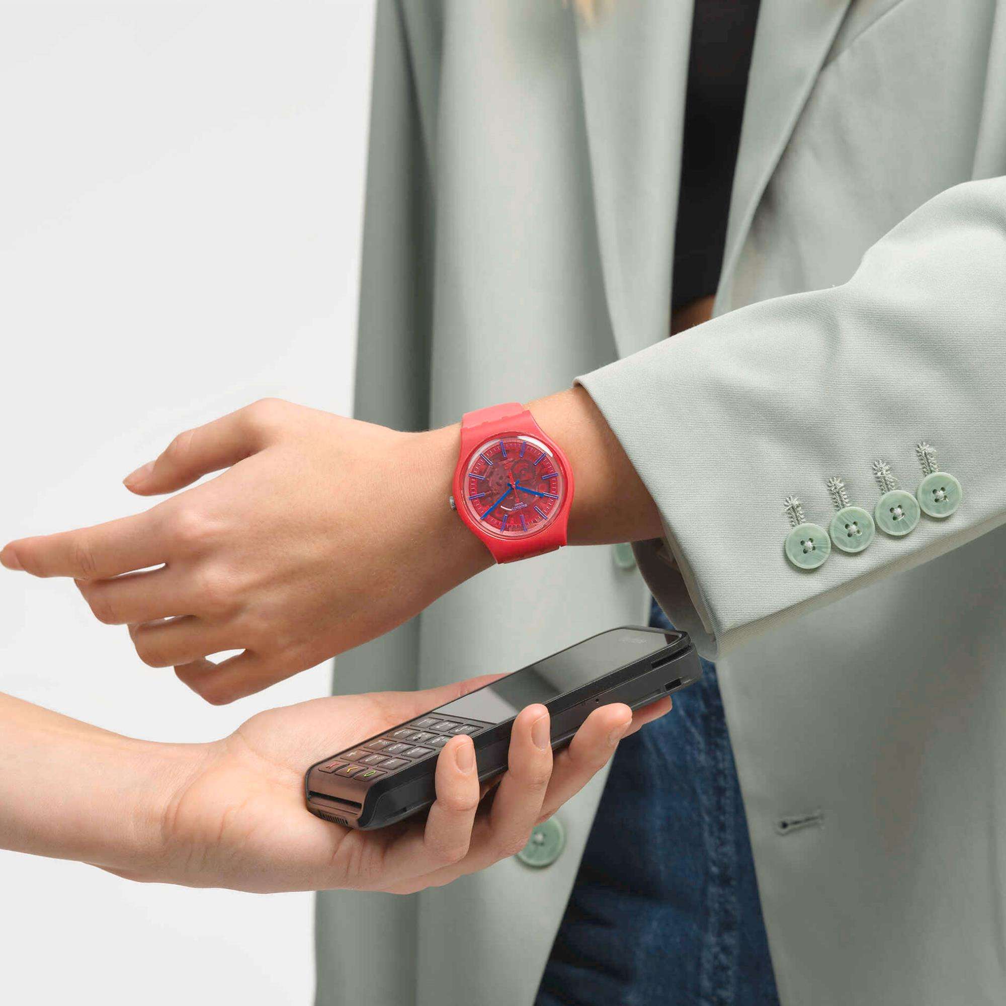 Swatch The January Collection 'Redder Than Red PAY!' Quartz Red Dial Unisex Watch SO29R107-5300 - Image 2