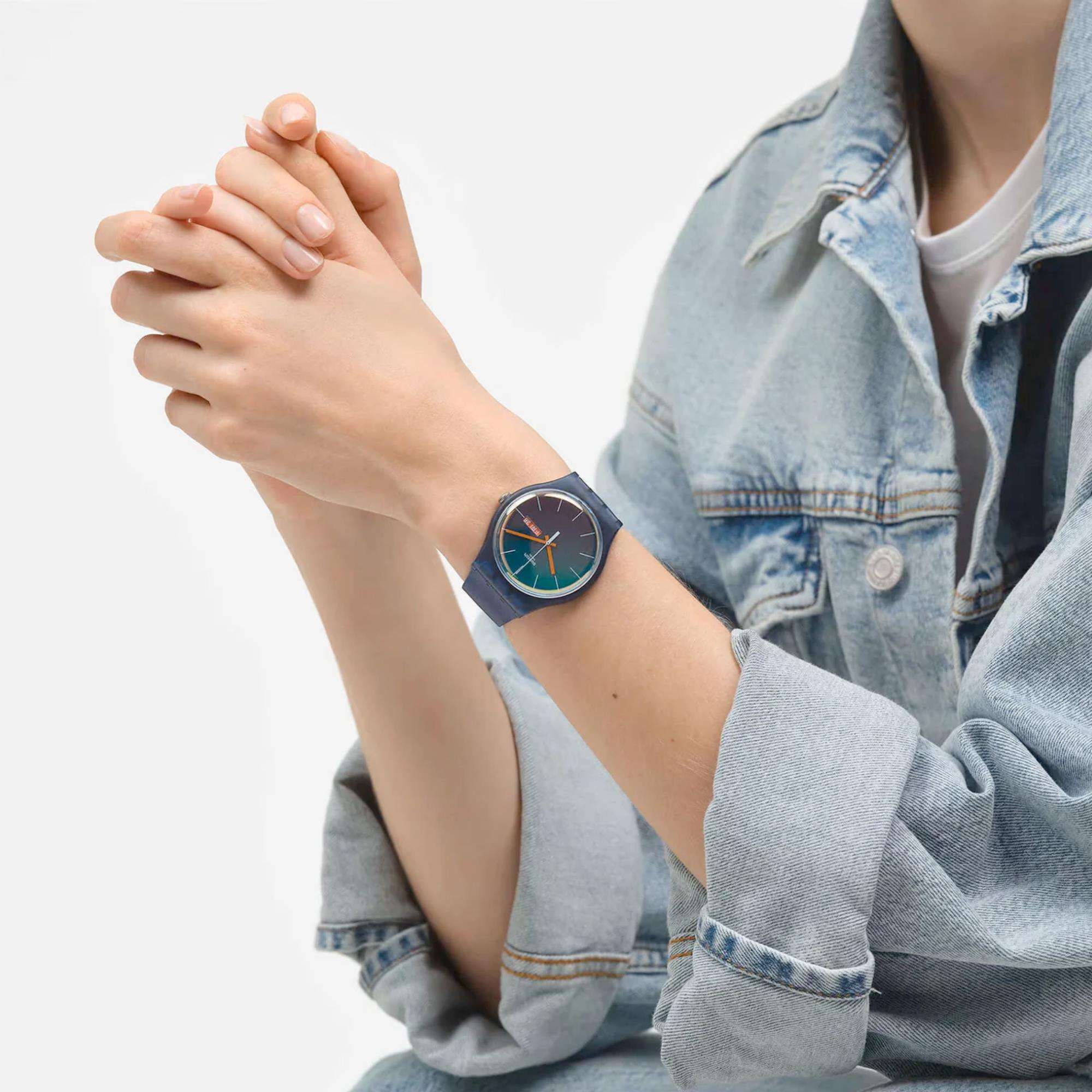Swatch The March Collection 'Fade To Teal' Quartz Unisex Watch SO29N708 - Image 2