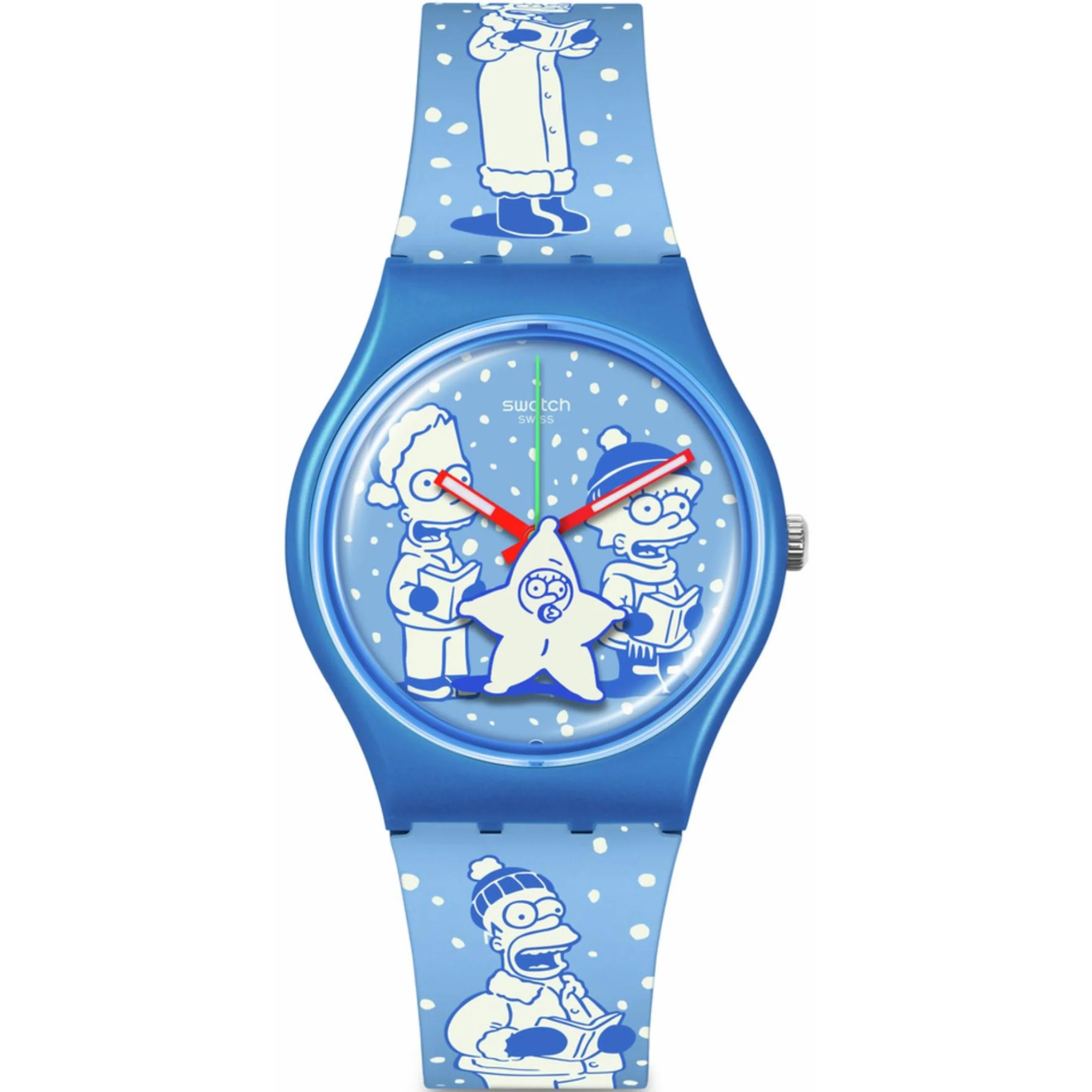 Swatch The Simpsons Collection Tidings Of Joy Quartz Blue Dial Silicone Strap Unisex Watch SO28Z126