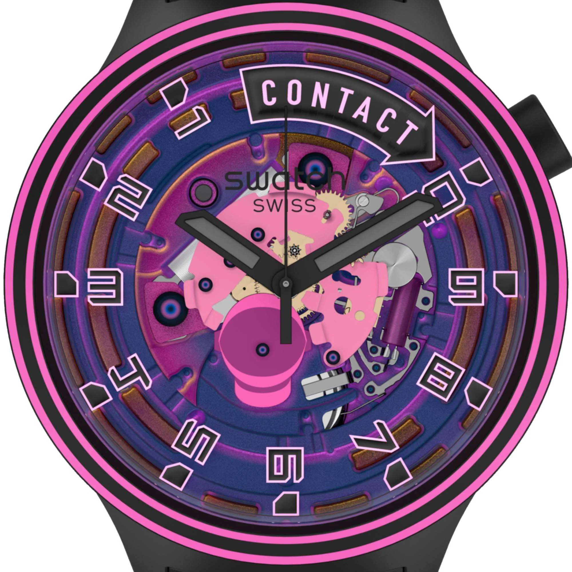 Swatch Big Bold Touchdown! Transparent Dial Black Silicone Strap Unisex Watch SB01B126 - Image 3