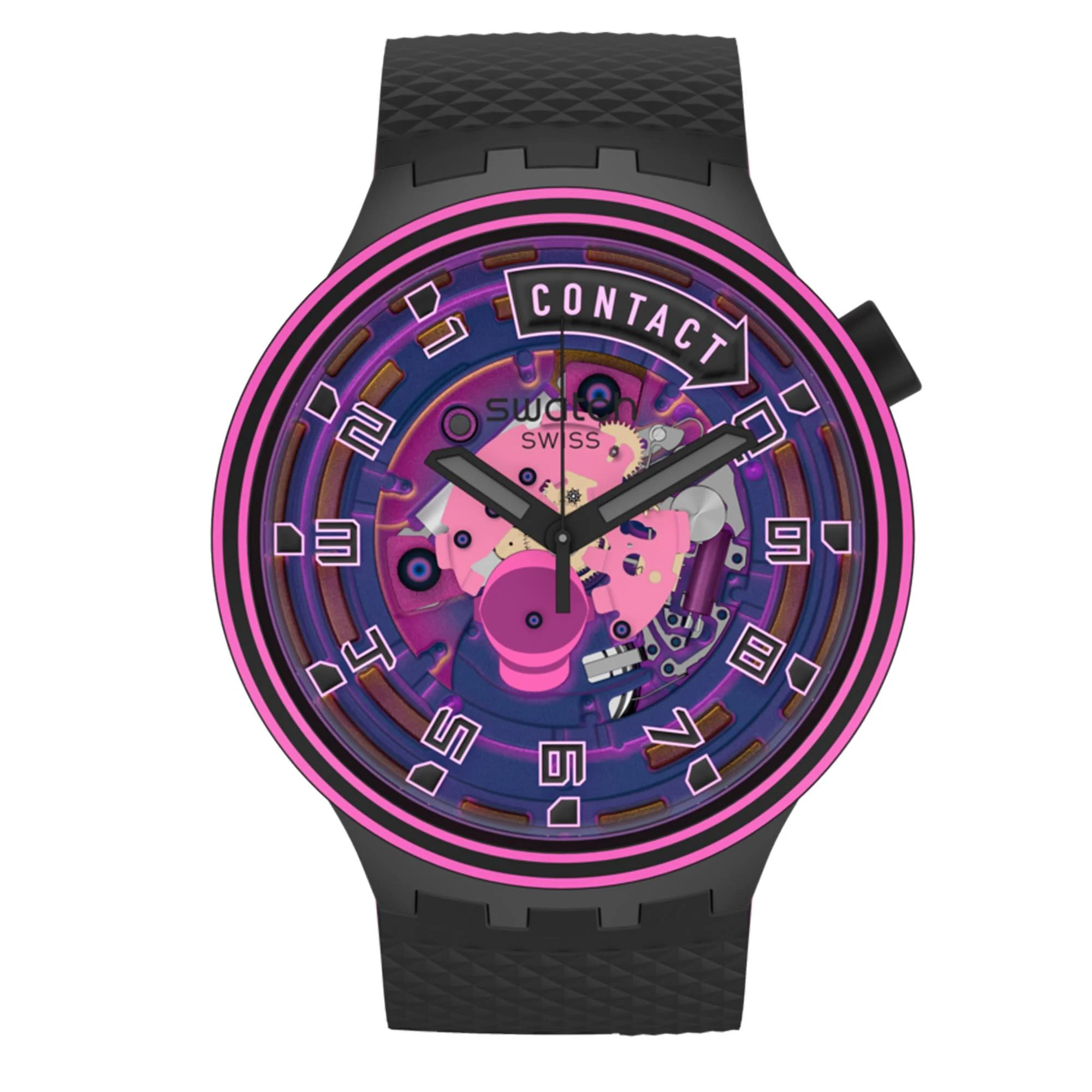 Swatch Big Bold Touchdown! Transparent Dial Black Silicone Strap Unisex Watch SB01B126 - Image 9