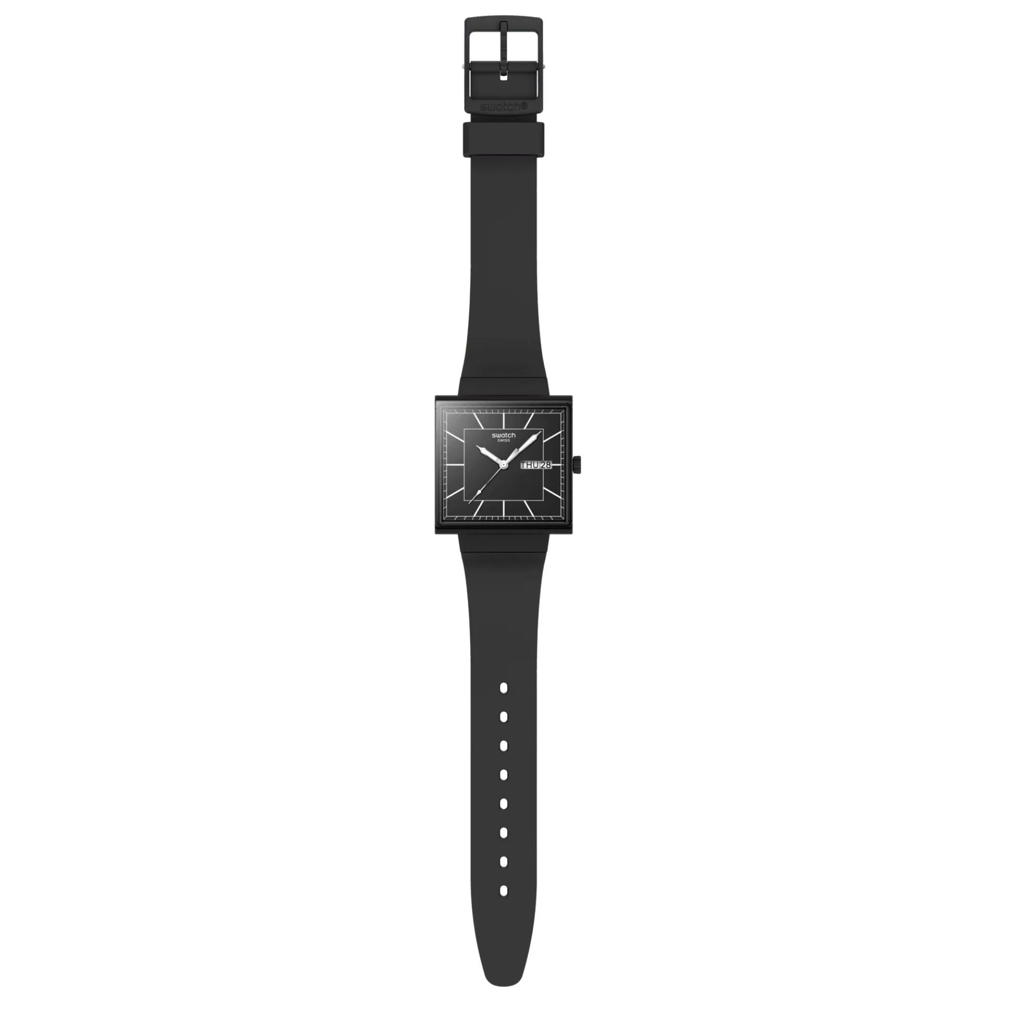 Swatch WHAT IF...BLACKAGAIN? Quartz Black Dial Bio-sourced Strap Men’s Watch SO34B701 - Image 4