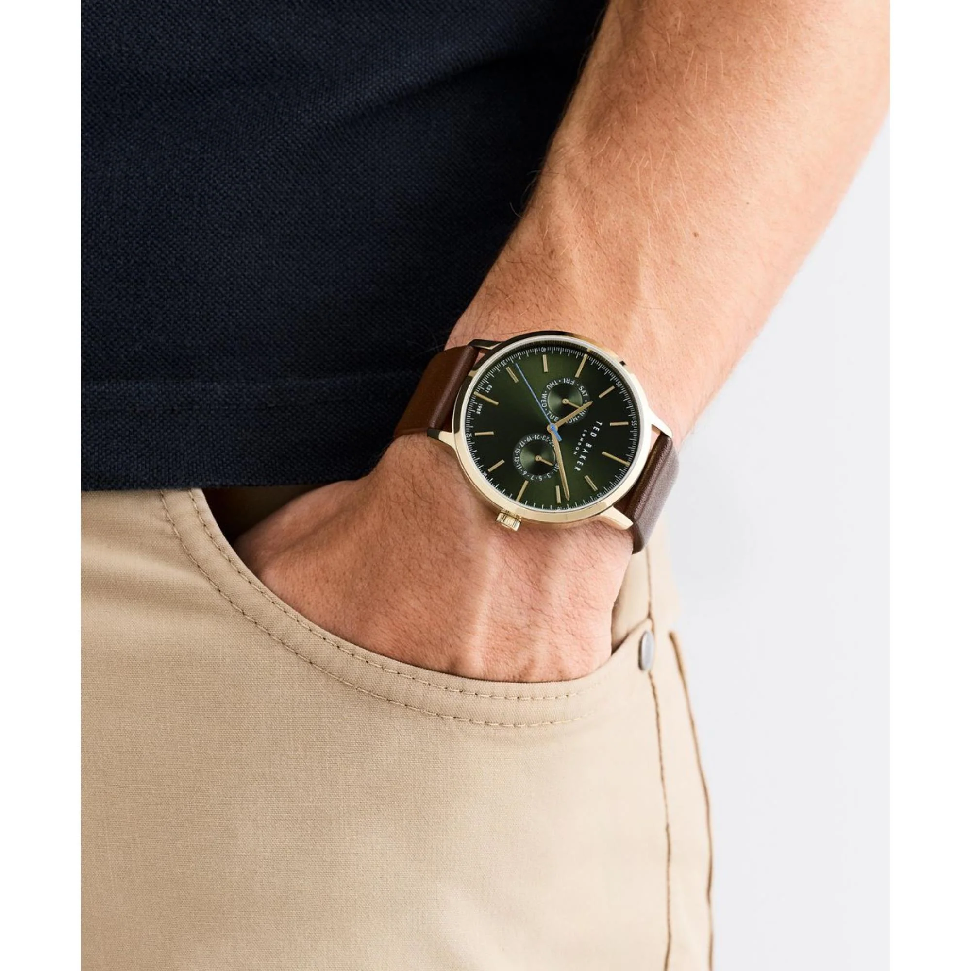 Ted Baker Haarvin Green Dial Leather Strap Men's Watch BKPHAS504 - Image 2