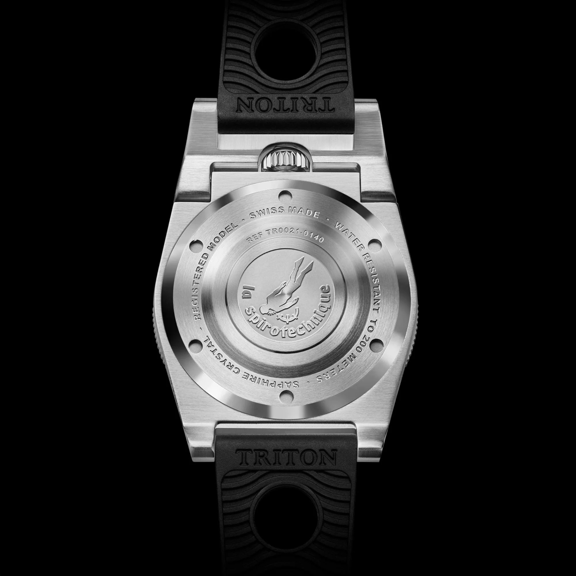 Triton Spirotechnique Sport Black Dial Automatic Rubber Strap Men's Dive Watch - Image 3
