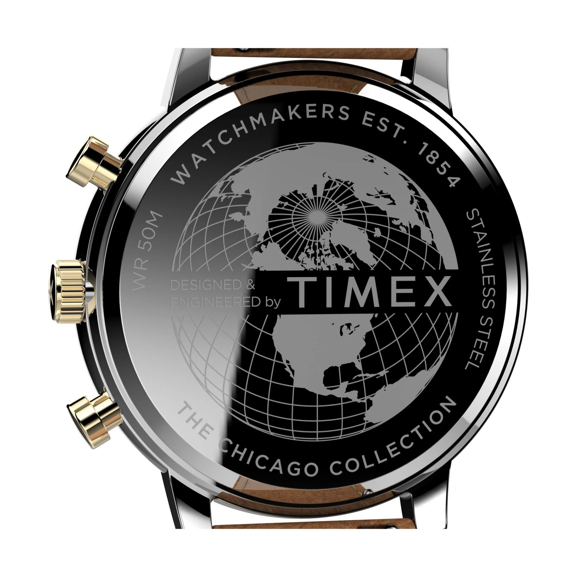 Timex Chicago Chronograph Blue Dial Tan Leather Strap Men's Watch TW2U39000 - Image 2