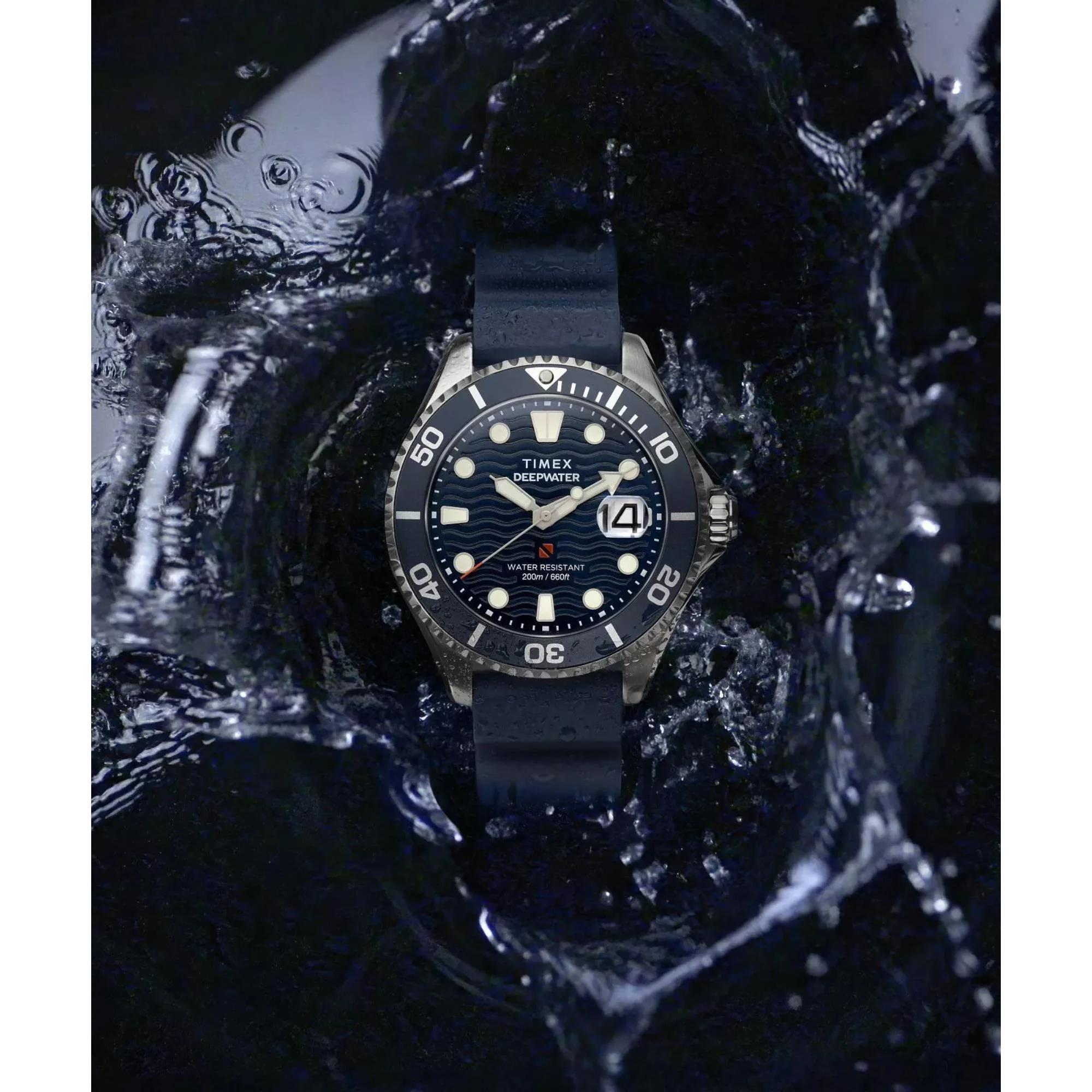 Timex Deep Water Meridian Blue Dial Rubber Strap Men's Watch TW2W81500 - Image 2