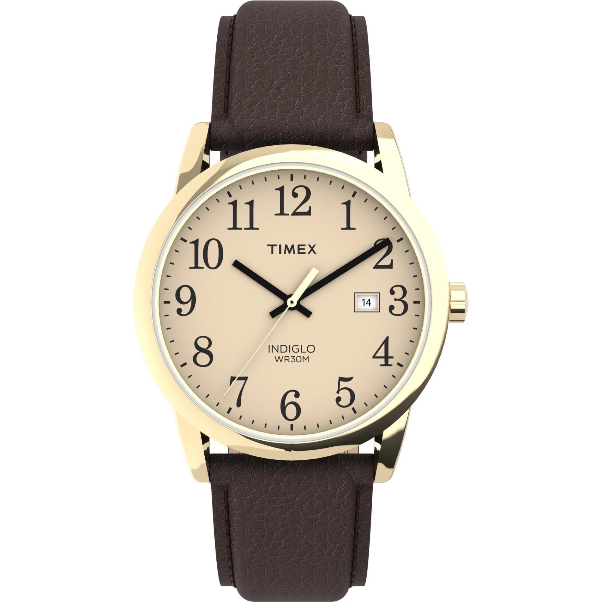 Timex Easy Reader Quartz Cream Dial Leather Strap Unisex Watch TW2P75800