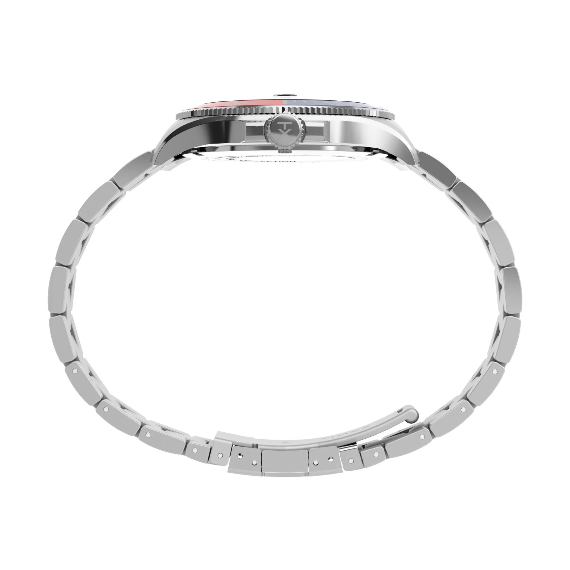 Timex Harborside Coast Automatic Silver-Tone Blue Dial with Red and Blue TR Bracelet Men's Watch TW2V72100 - Image 2