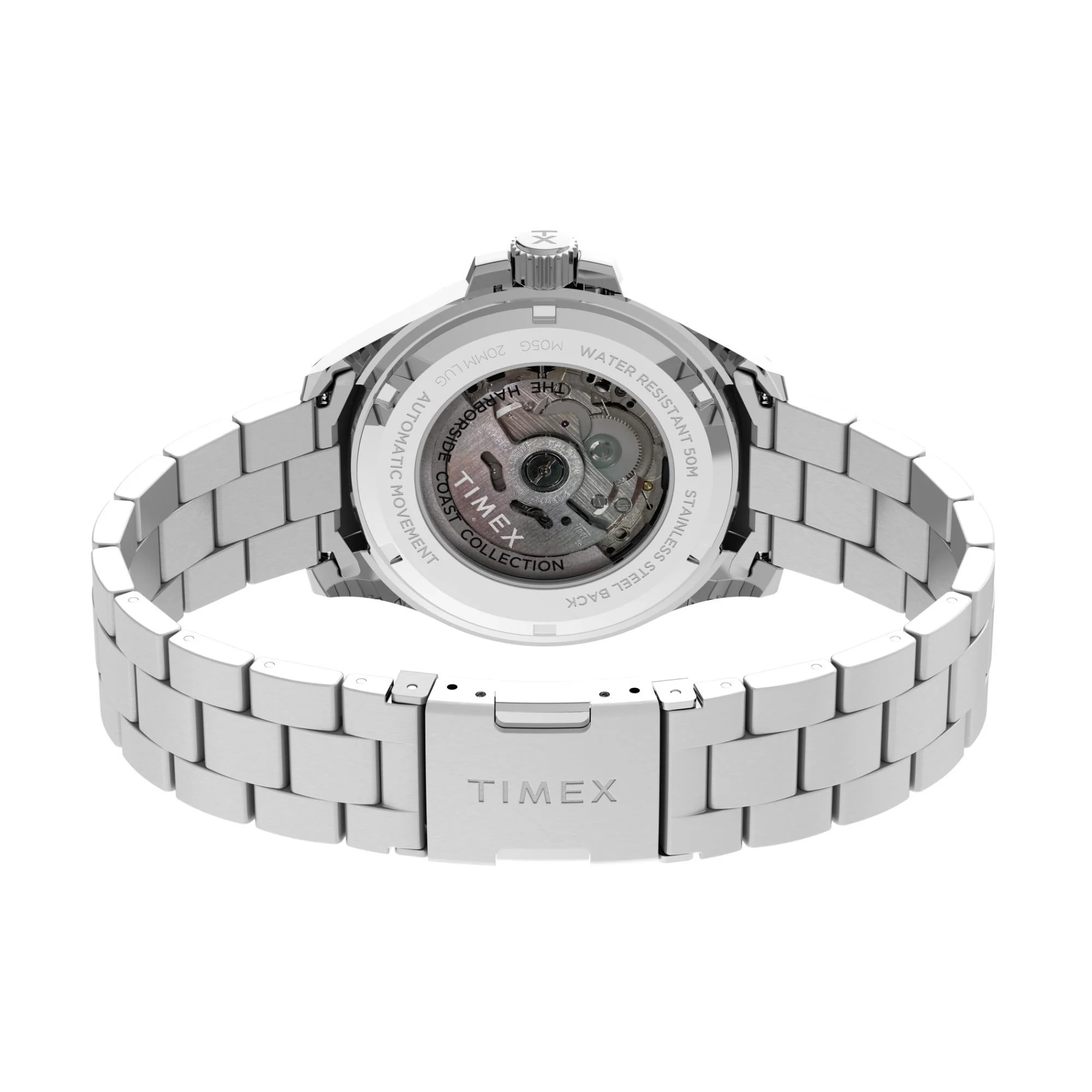 Timex Harborside Coast Automatic Silver-Tone Blue Dial with Red and Blue TR Bracelet Men's Watch TW2V72100 - Image 5