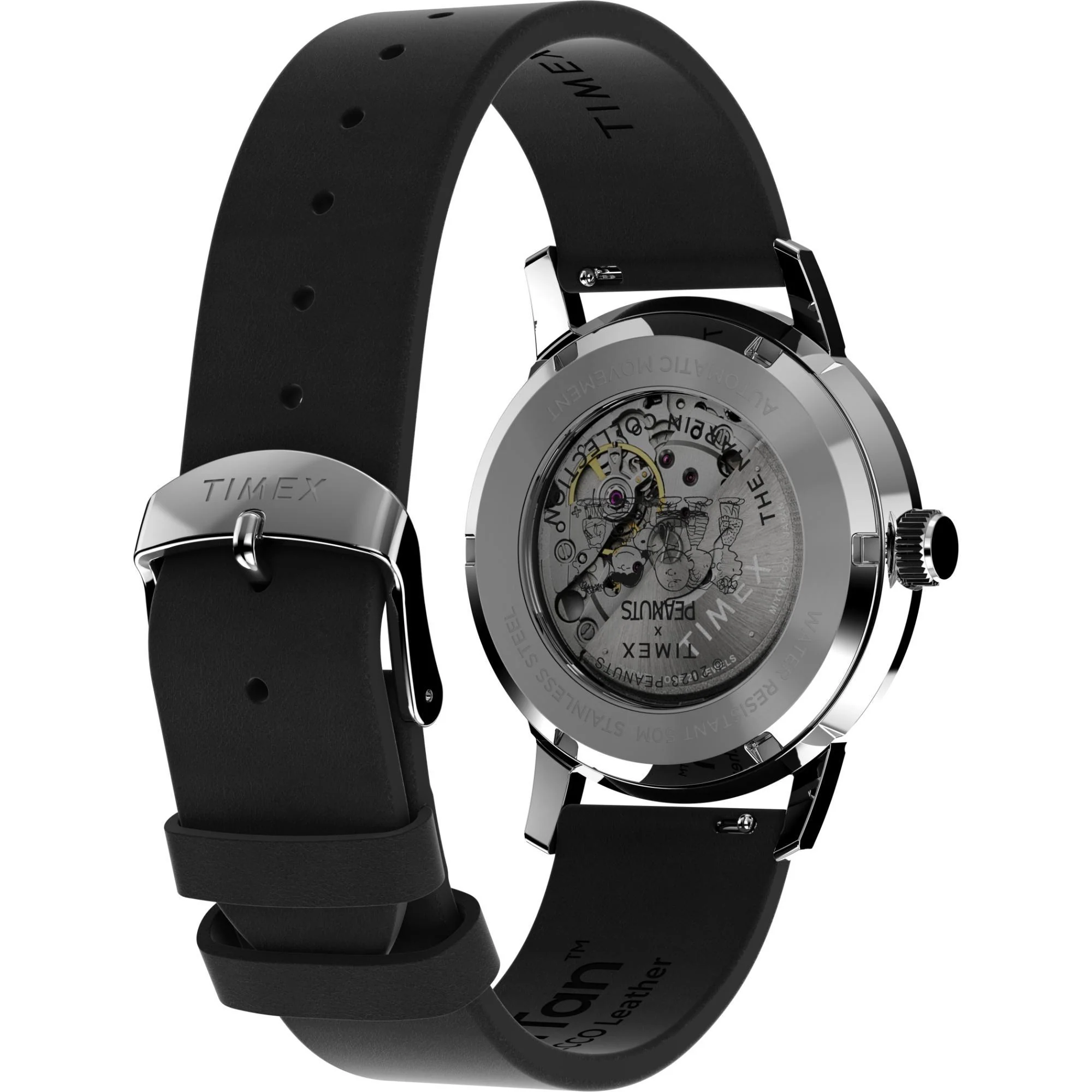 Timex Marlin Automatic Peanuts Snoopy Flying Ace Silver-Tone Dial Leather Strap Men’s Watch TW2W49600 - Image 5