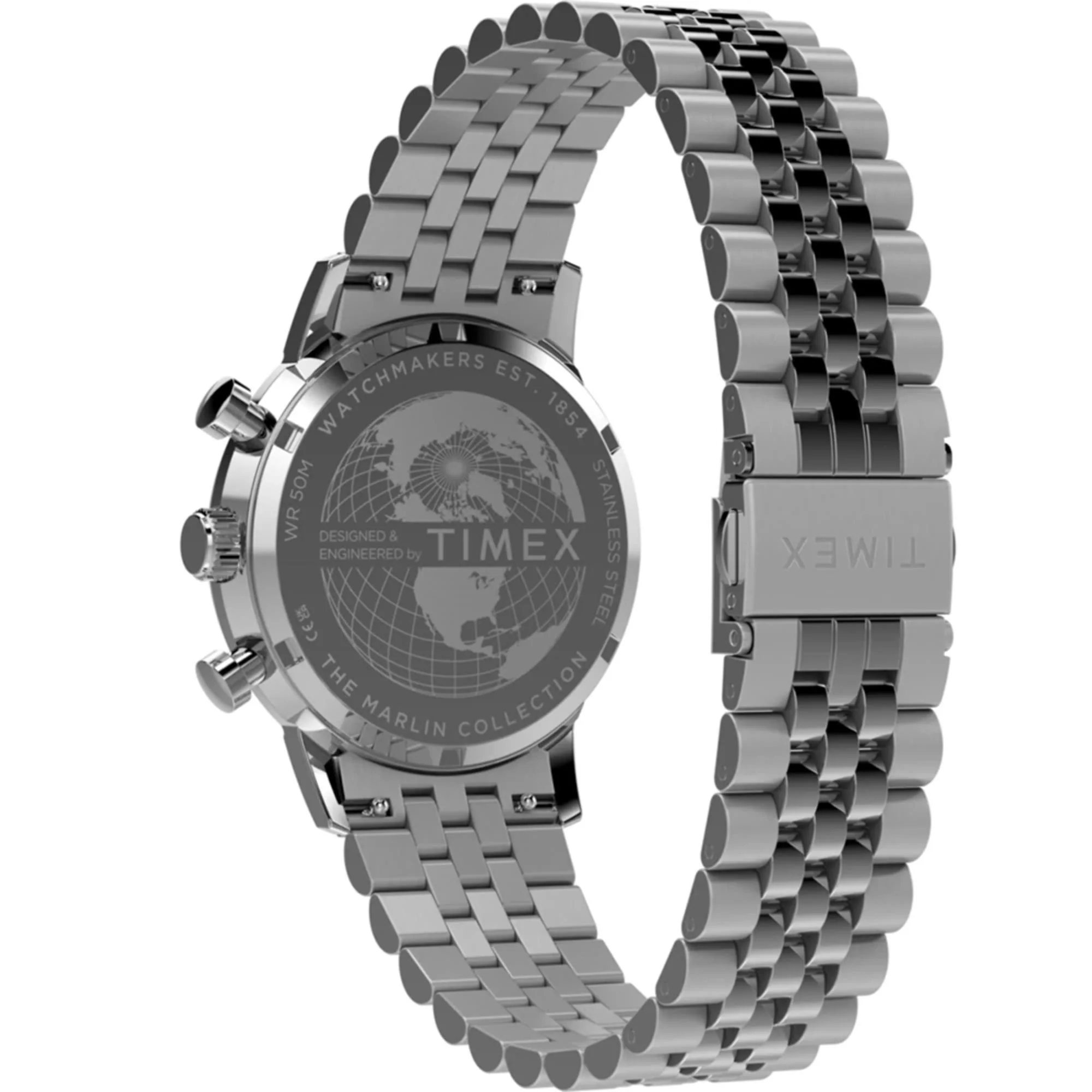Timex Marlin Chronograph Tachymeter Blue Dial Steel Strap Men's Watch TW2Y66500 - Image 3