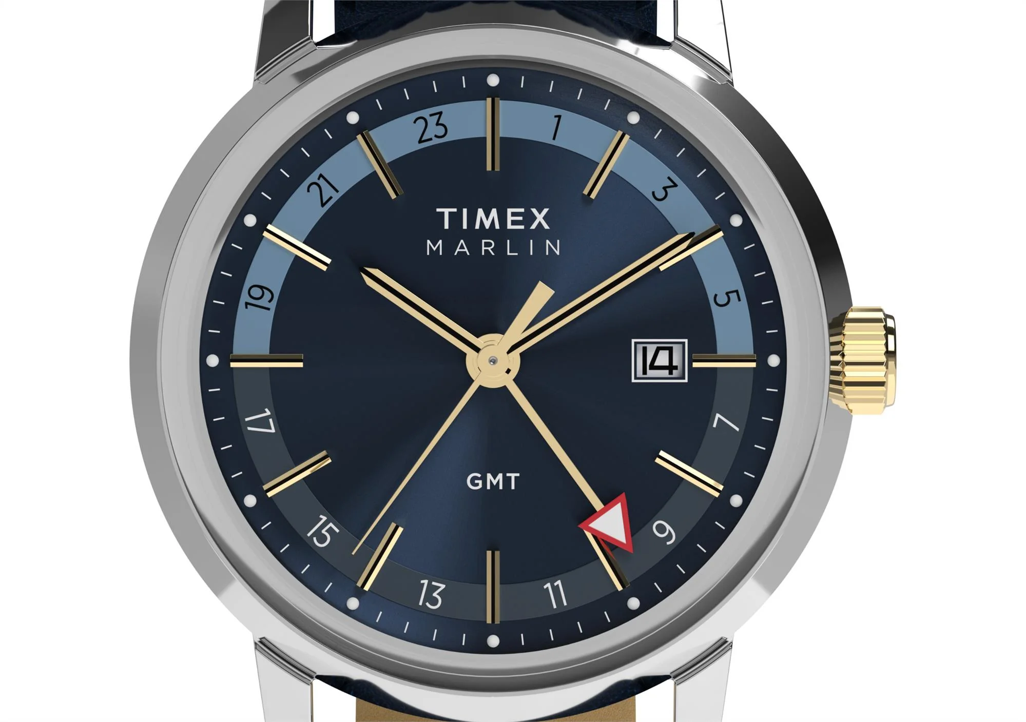 Timex Marlin Quartz GMT Blue Dial Leather Strap Men's Watch TW2Y47900 - Image 13