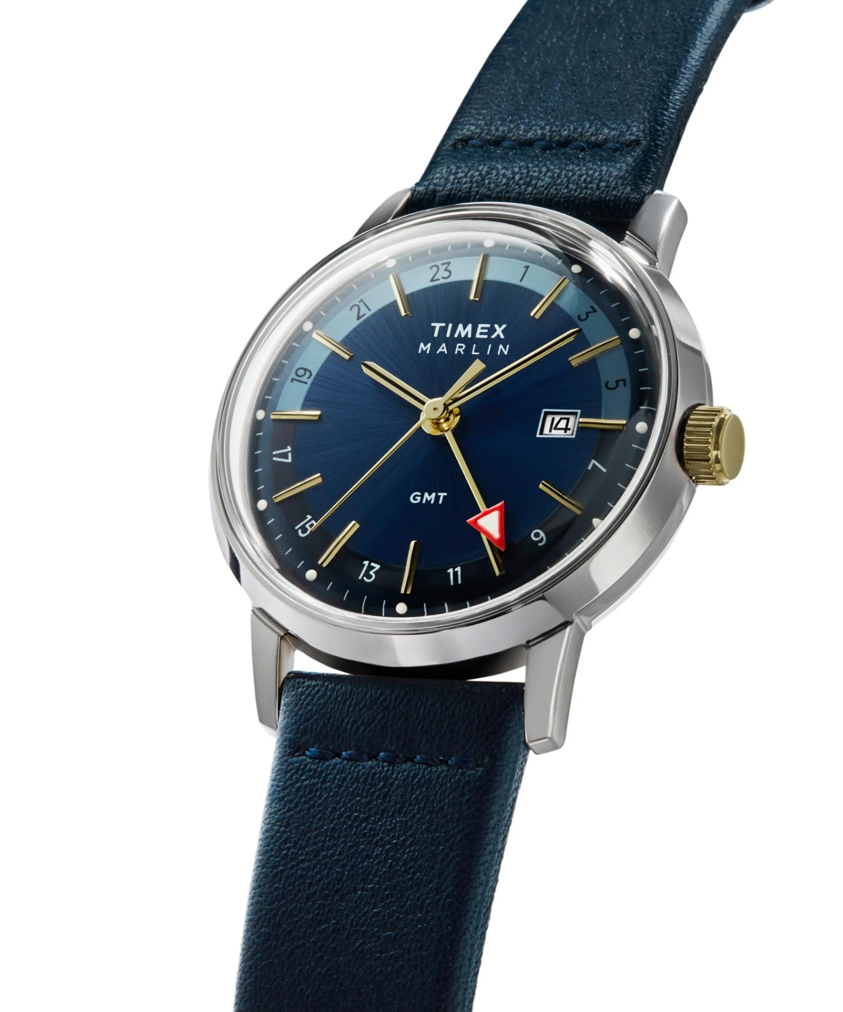 Timex Marlin Quartz GMT Blue Dial Leather Strap Men's Watch TW2Y47900 - Image 8