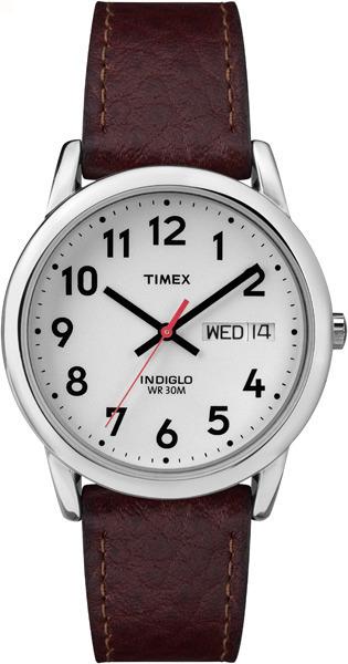 Timex Men's Basic Round Brown Leather Strap Silver Dial Watch T20041 - Image 2