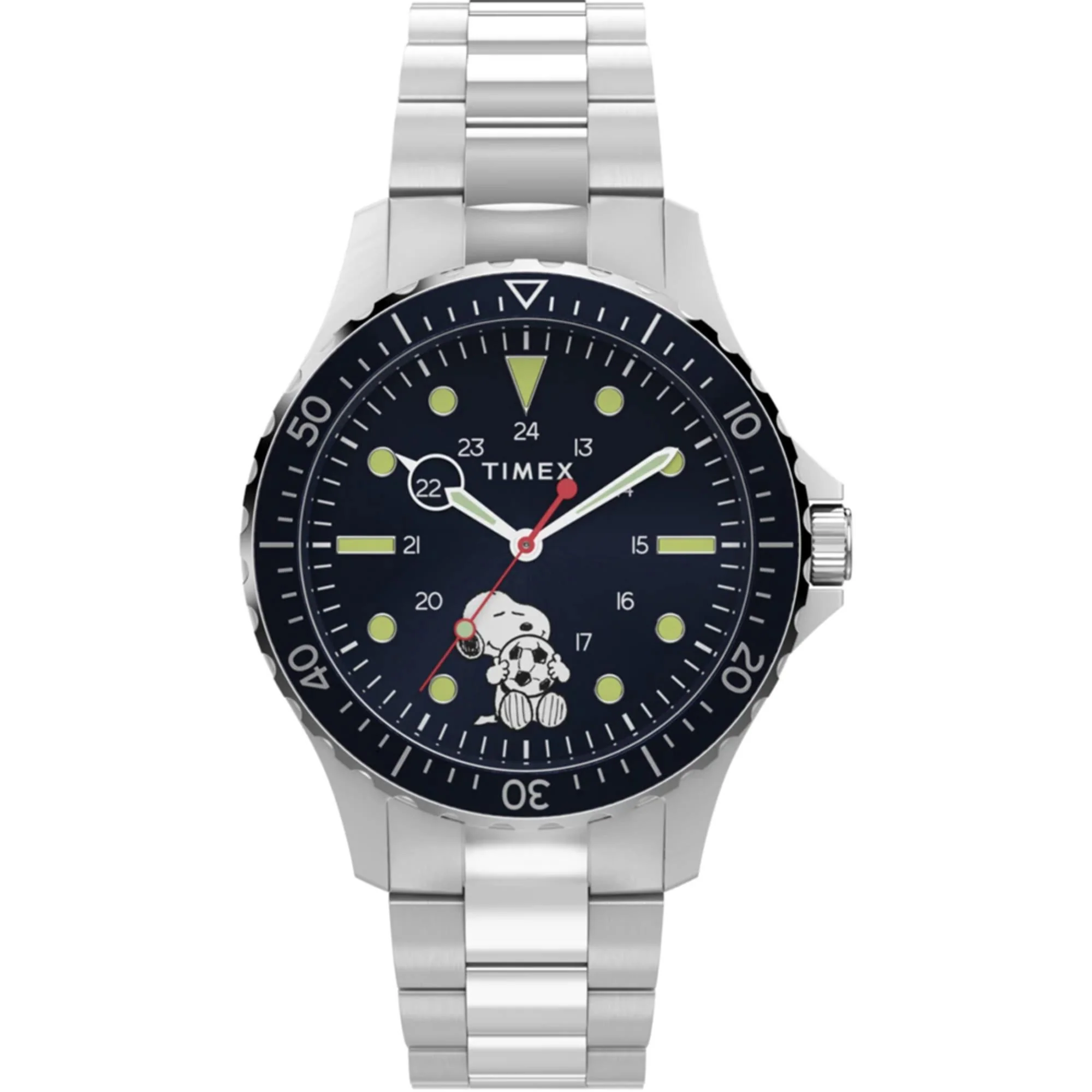 Timex Peanuts Snoopy Soccer Quartz Blue Dial Steel Strap Men's Watch TW2Y53900