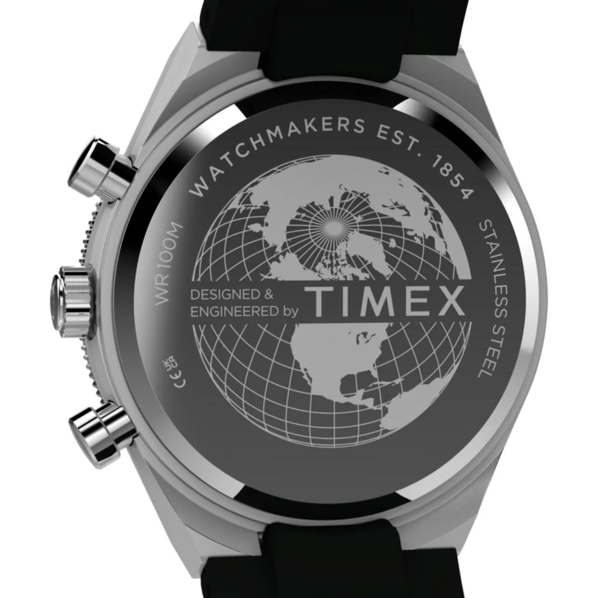 Timex Q Continental Chronograph Black Dial Rubber Strap Men's Watch TW2Y56100 - Image 3