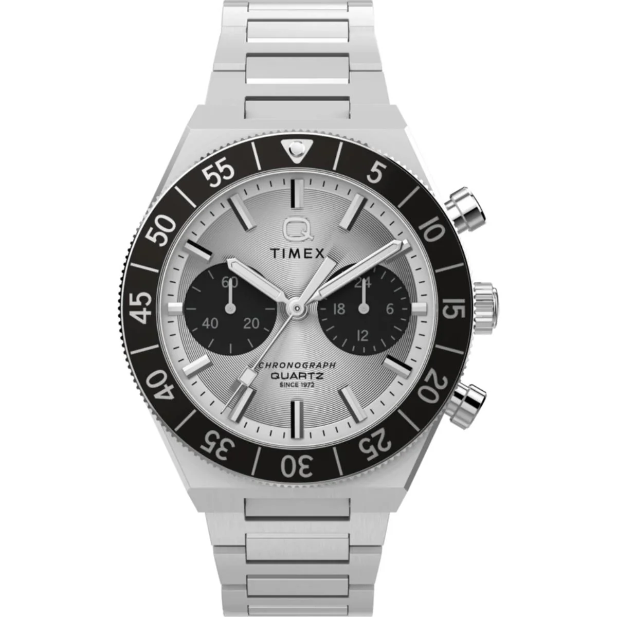 Timex Q Continental Chronograph White Dial Steel Strap Men's Watch TW2Y55800