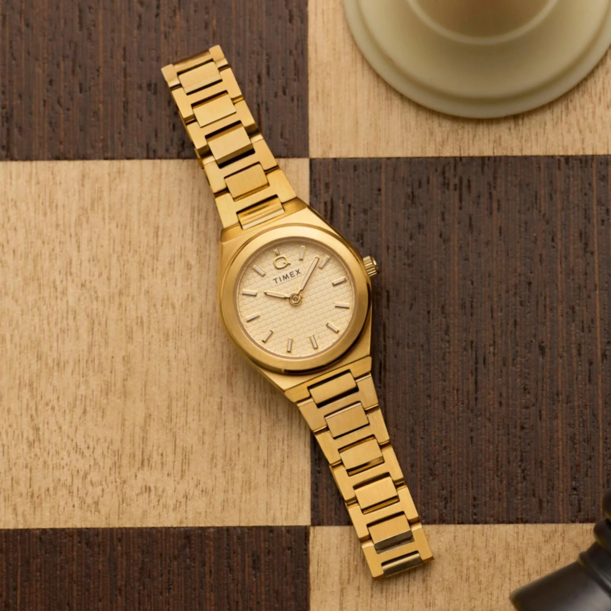 Timex Q Continental Mini Quartz Gold Dial Steel Strap Women's Watch TW2Y68300 - Image 3