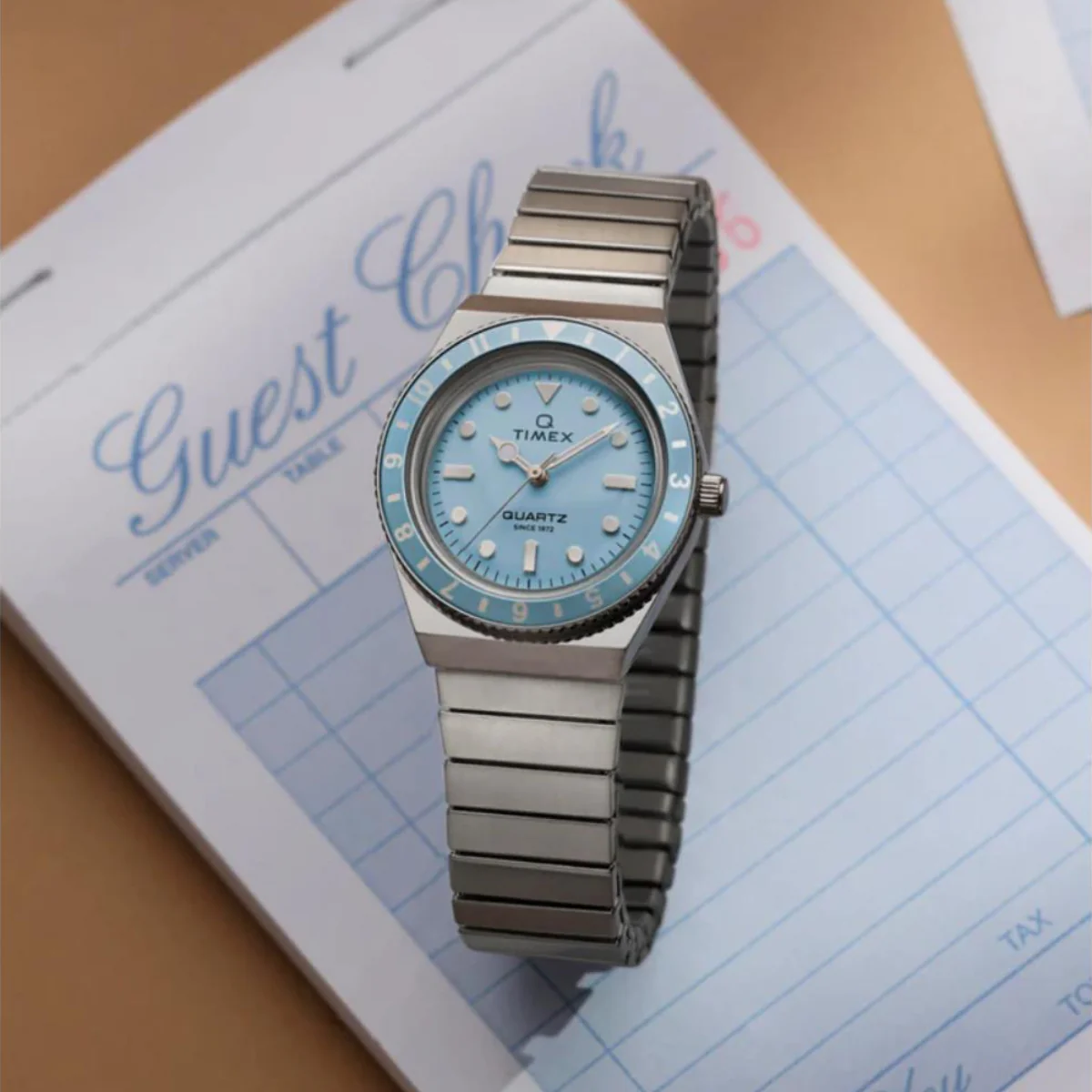 Timex Q Mini Quartz Blue Dial Steel Expansion Strap Women's Watch TW2Y77300 - Image 3