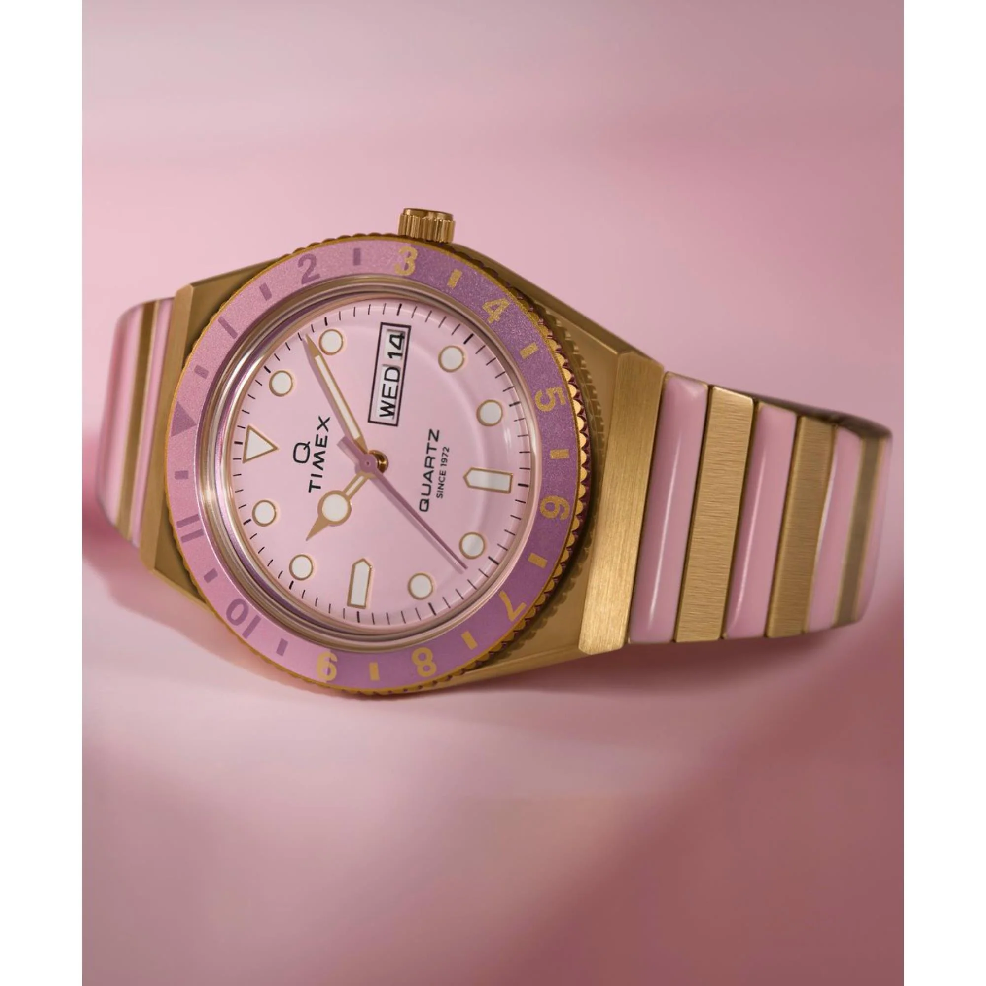Q Timex Pink Dial Steel Strap Women's Watch TW2W87600 - Image 3