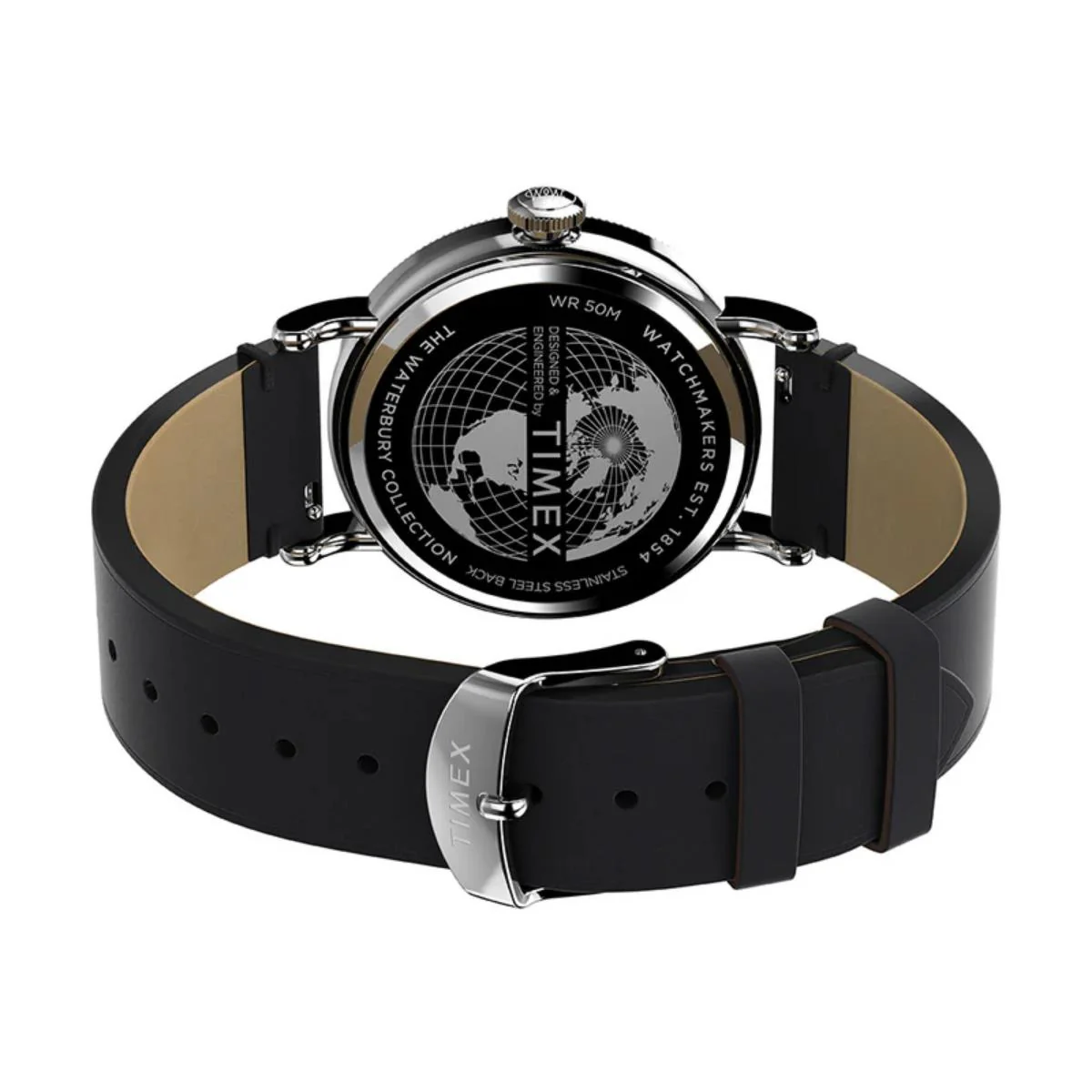 Timex Waterbury Standard Quartz Black Dial Leather Strap Men's Watch TW2W20200 - Image 5