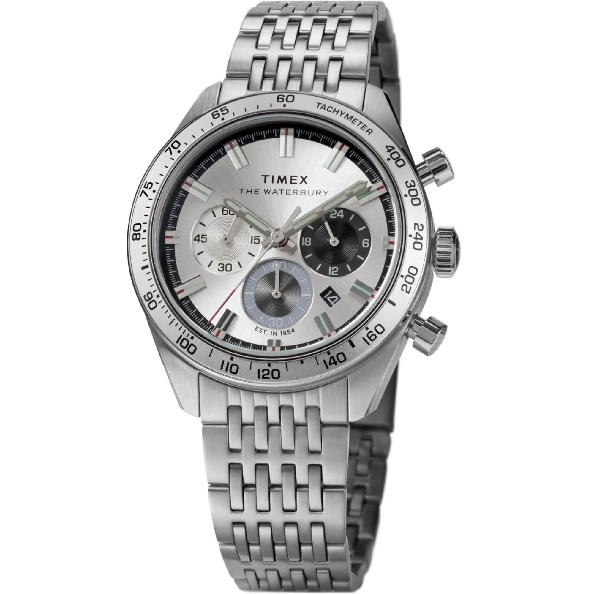 Timex Waterbury Traditional Chronograph Silver Dial Stainless Steel Strap Men's Watch TW2Y18700 - Image 3