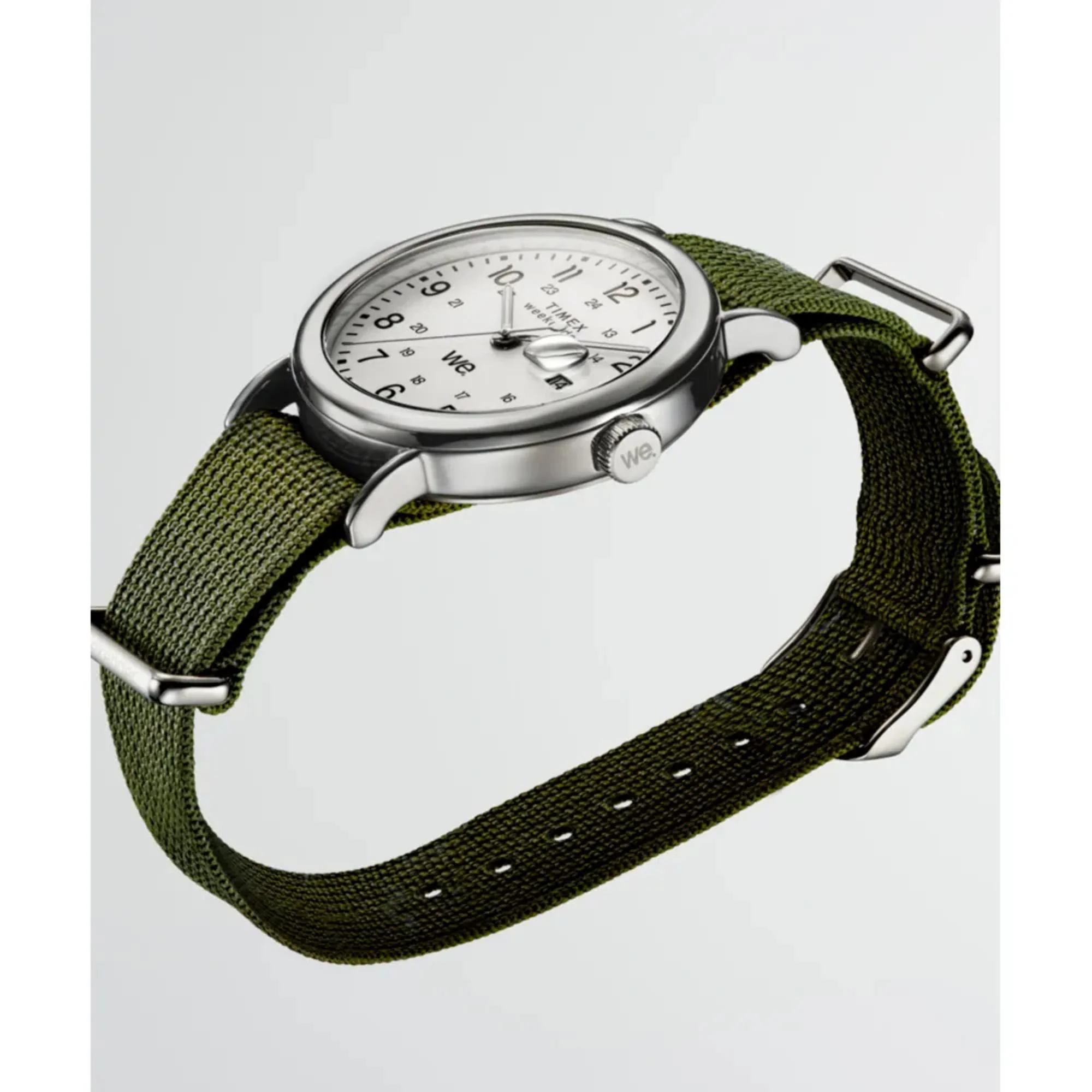 Timex Weekender White Dial Green Fabric Strap Men’s Watch TW2W86000 - Image 2