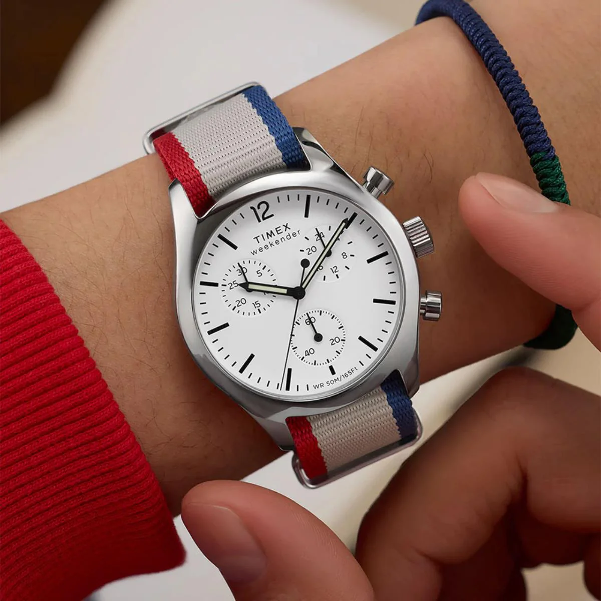 Timex Weekender New England Chronograph White Dial Eco Conscious Strap Unisex Watch TW2Y15800 - Image 2
