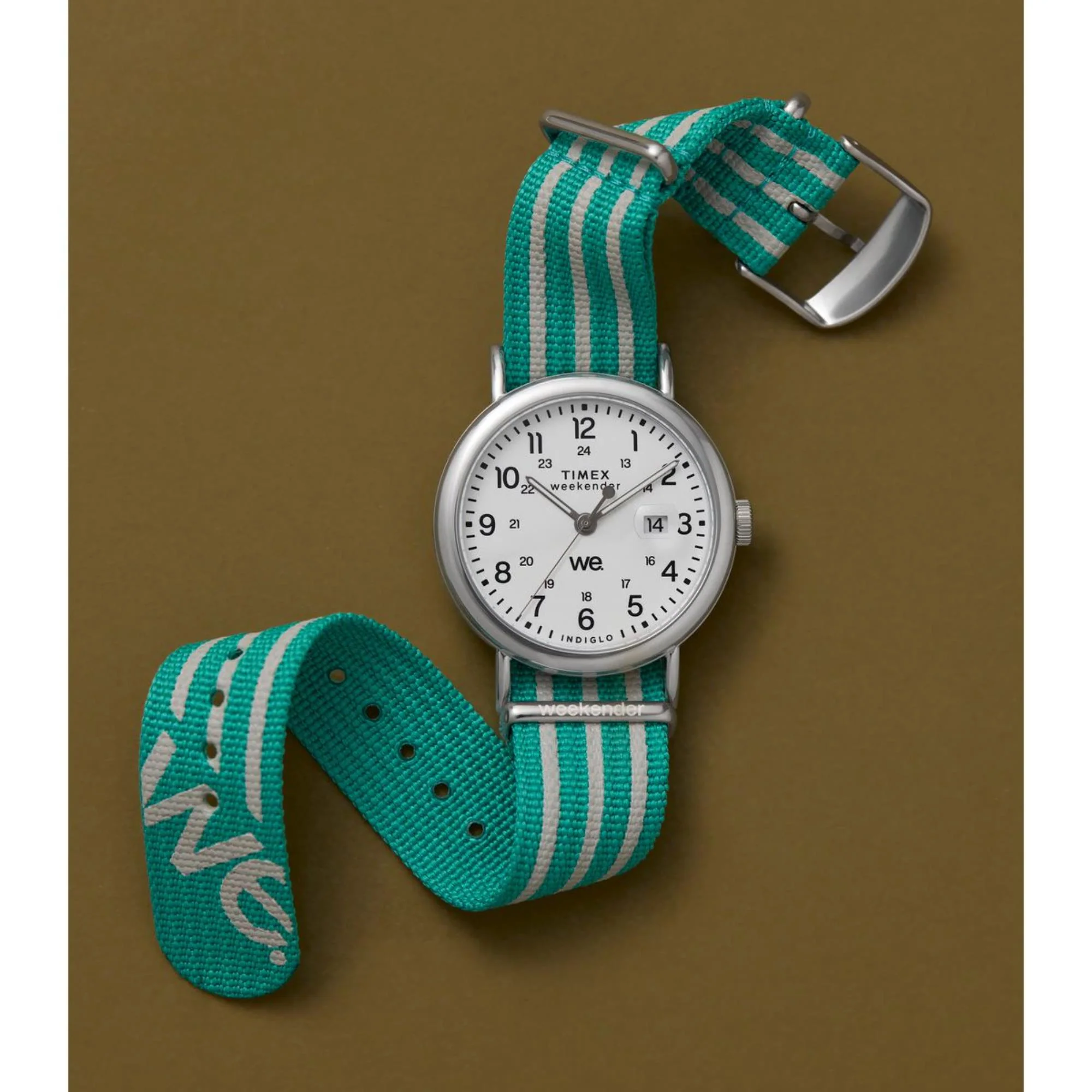 Timex Weekender White Dial Fabric Green Strap Men's Watch TW2Y08800 - Image 14