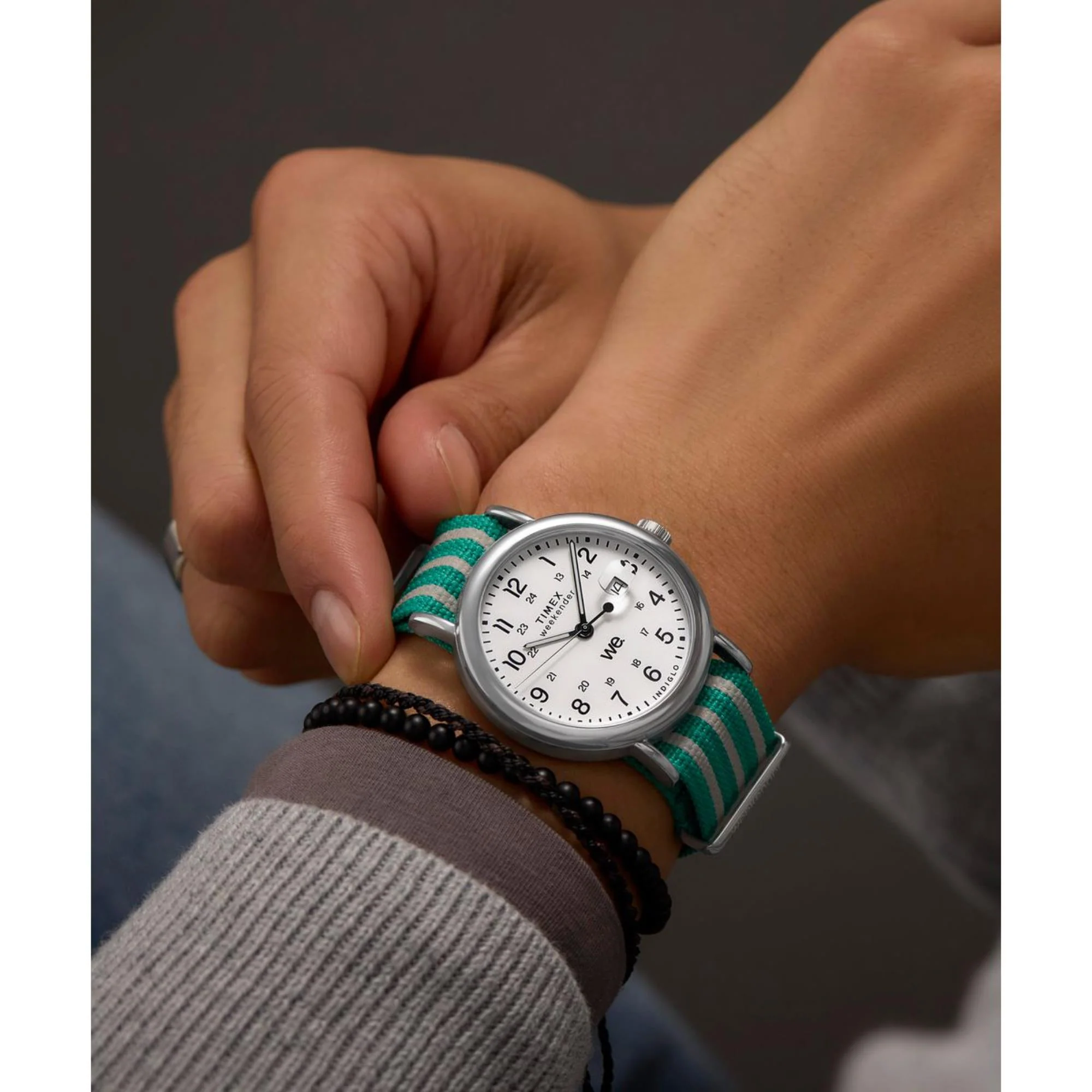 Timex Weekender White Dial Fabric Green Strap Men's Watch TW2Y08800 - Image 15