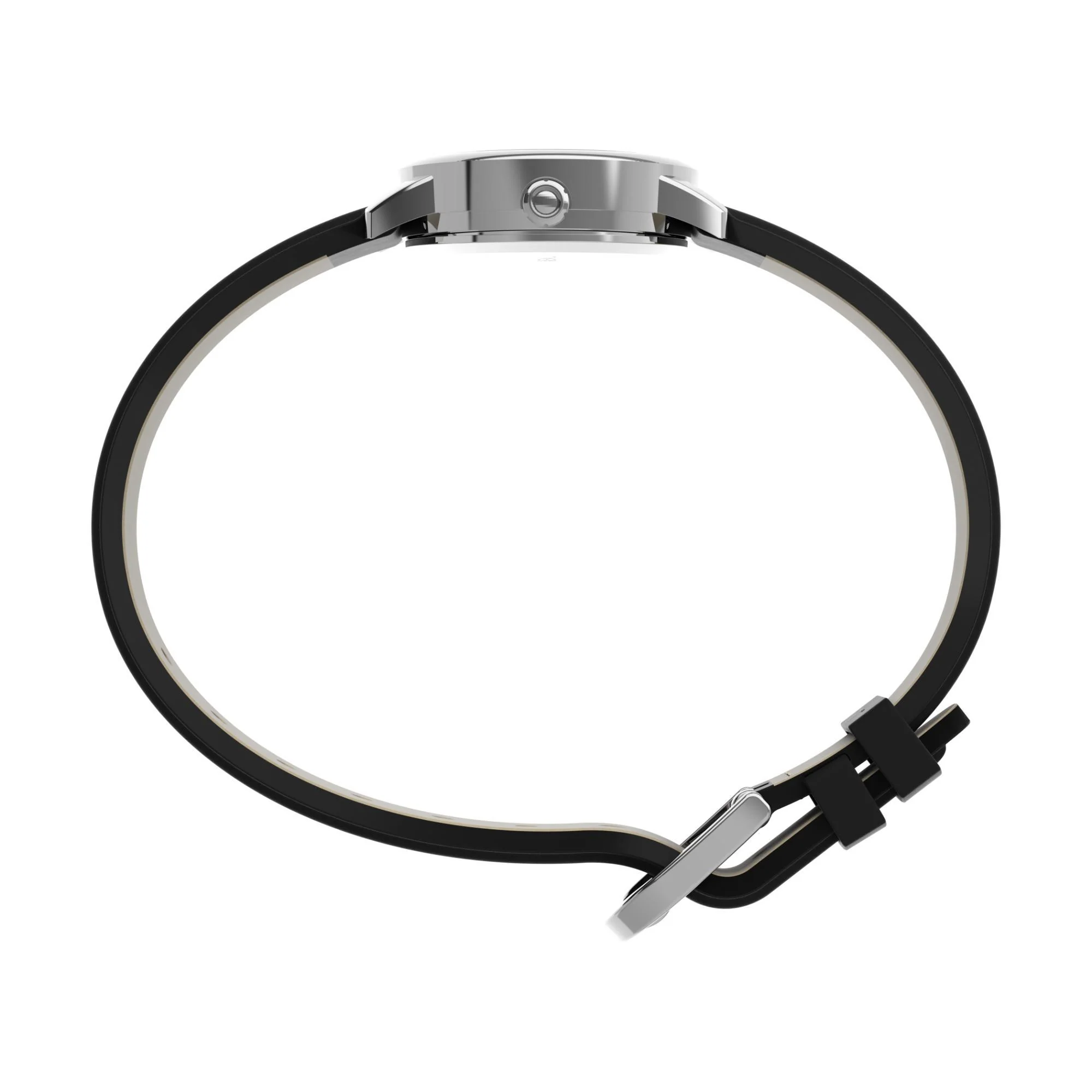 Timex Chronograph White Dial Black Leather Strap Women's Watch T20441 - Image 2