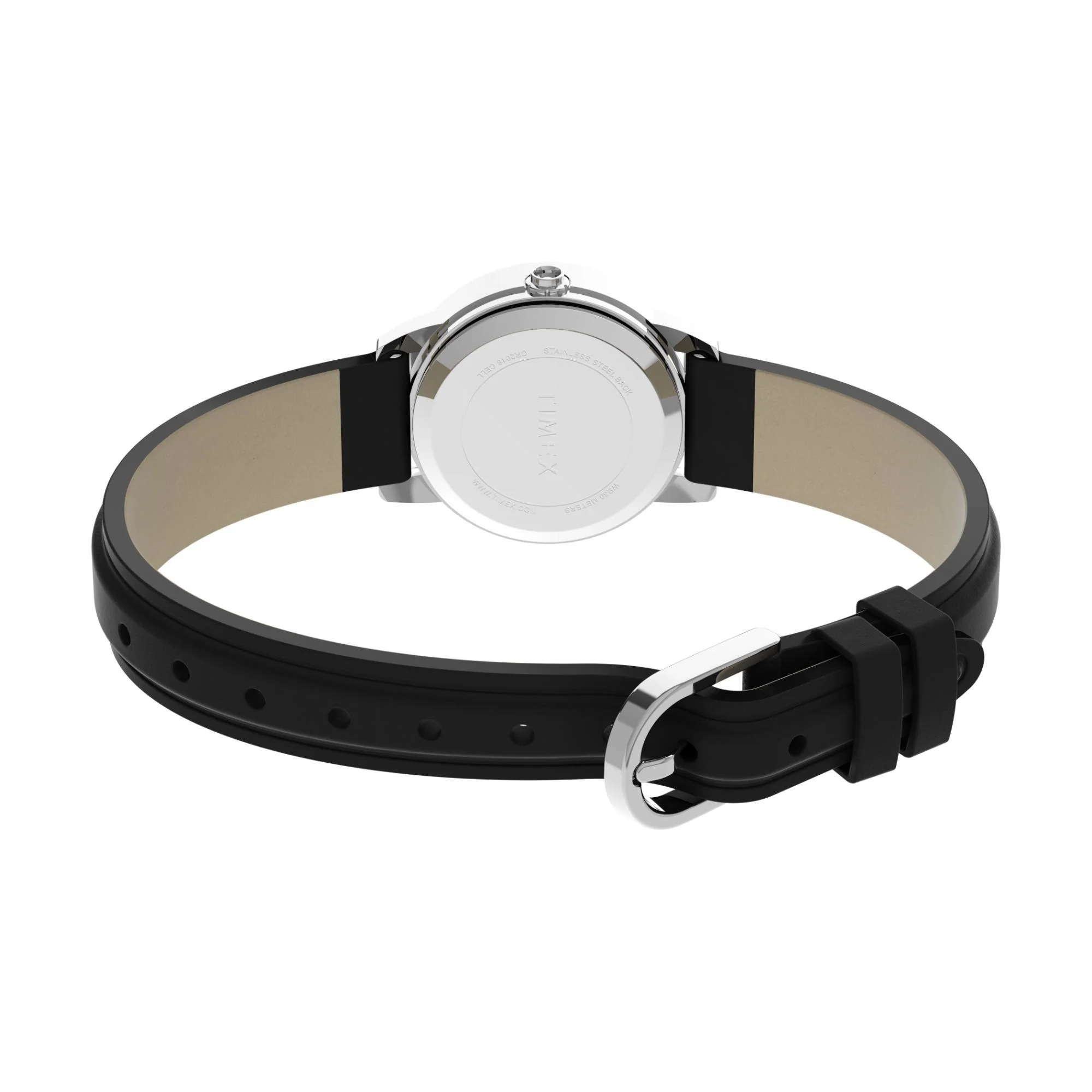 Timex Chronograph White Dial Black Leather Strap Women's Watch T20441 - Image 5