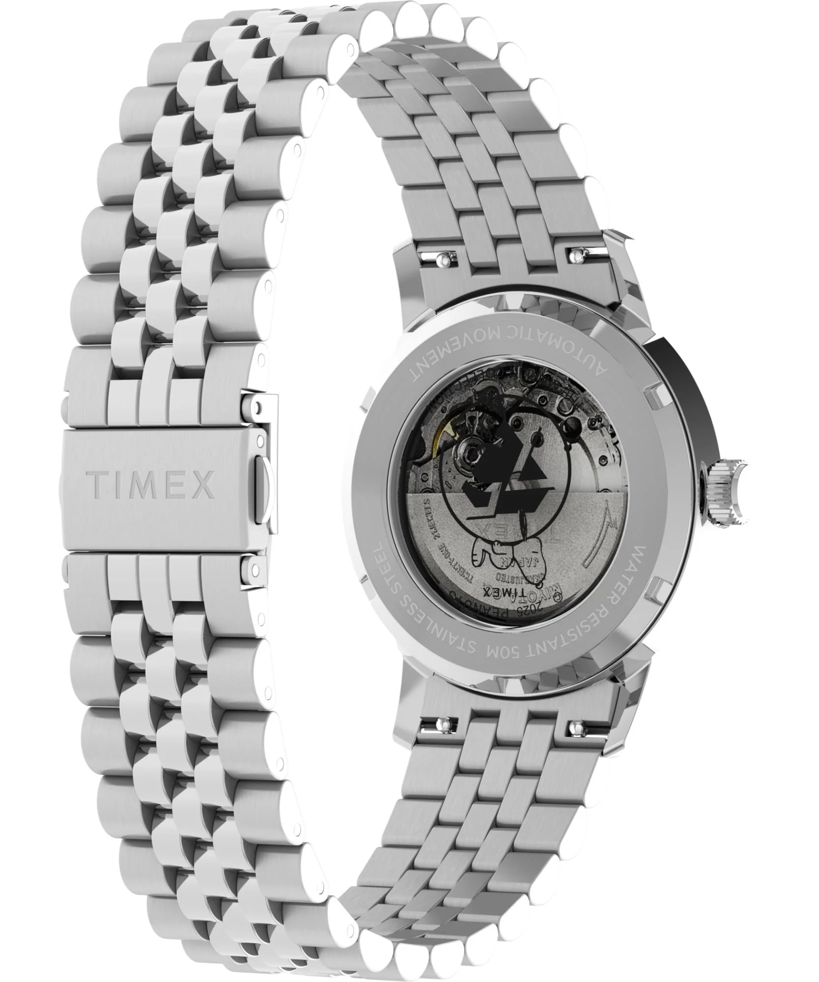 Timex X Peanuts Marlin Automatic 75th Anniversary Silver Dial Steel Strap Men's Watch TW2Y45000 - Image 6
