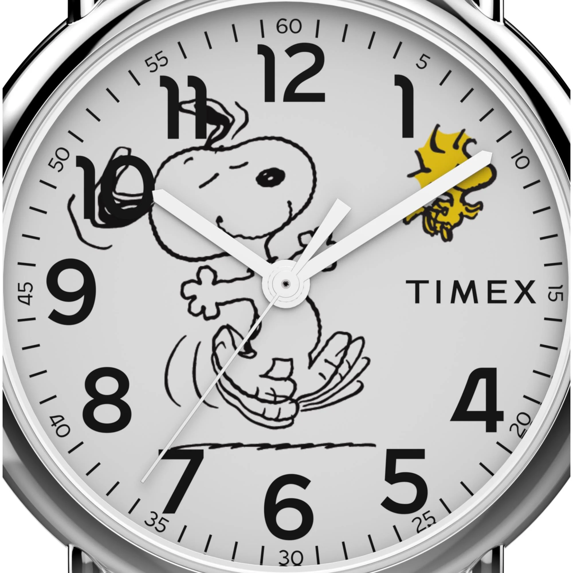Timex X Peanuts Snoopy Dancing Quartz White Dial Leather Strap Unisex Watch TW2Y31000 - Image 2
