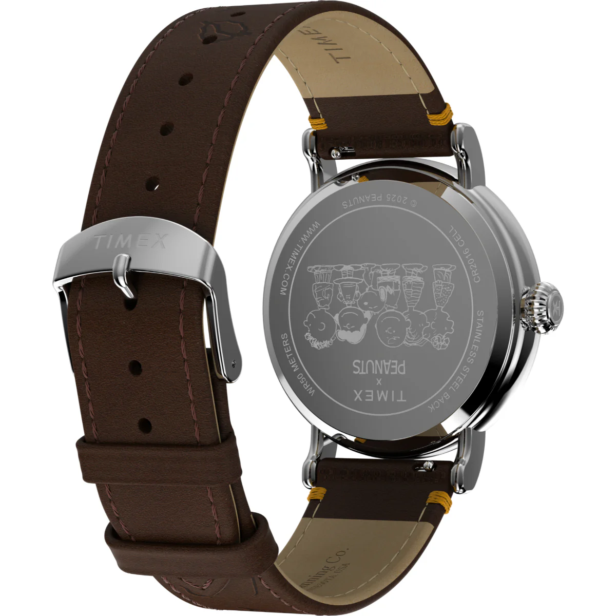 Timex X Peanuts Thanksgiving Quartz White Dial Leather Strap Unisex Watch TW2W44300 - Image 3
