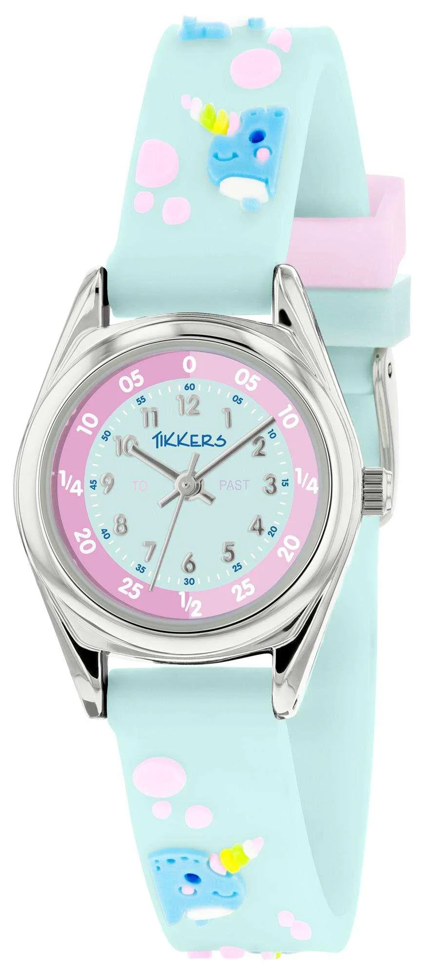 Tikkers Time Teacher Quartz Blue Narwhal Silicone Strap Girls Watch TK0180 - Image 2
