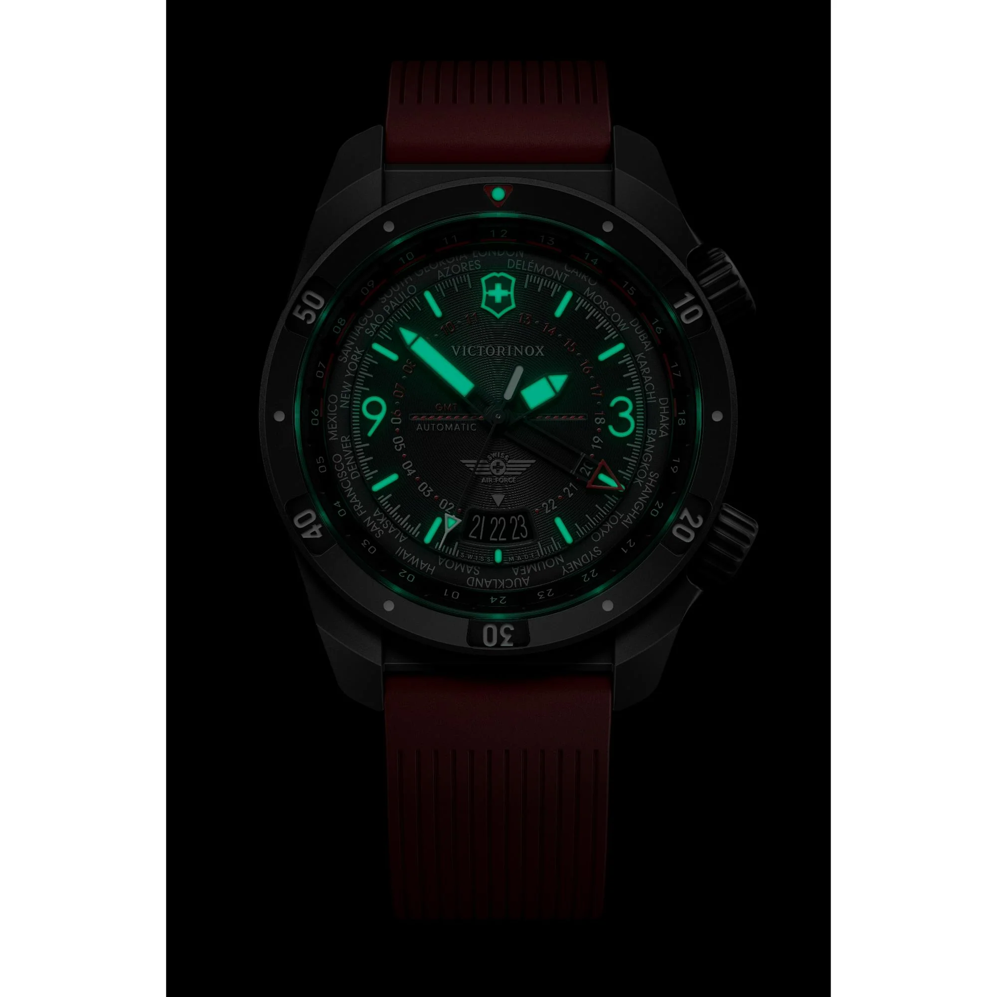 Victorinox Air Pro Automatic GMT Black Dial Rubber Strap Men's Watch 242006 - Image 5