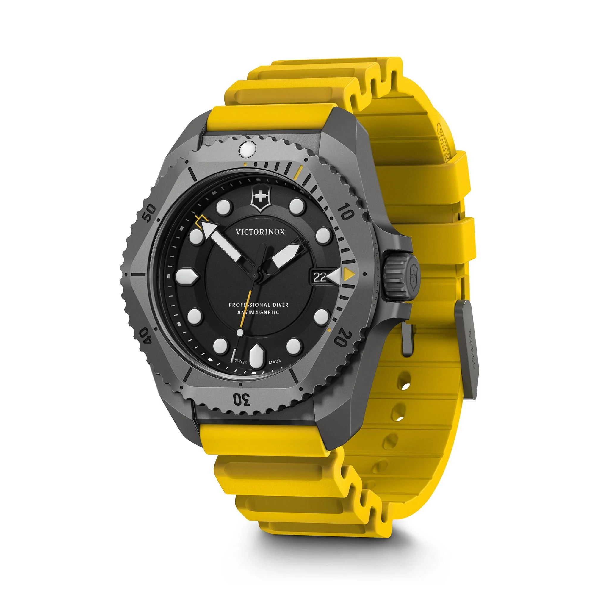 Victorinox Dive Pro Quartz Black Dial Yellow Strap Men’s Watch 241992 - Image 2