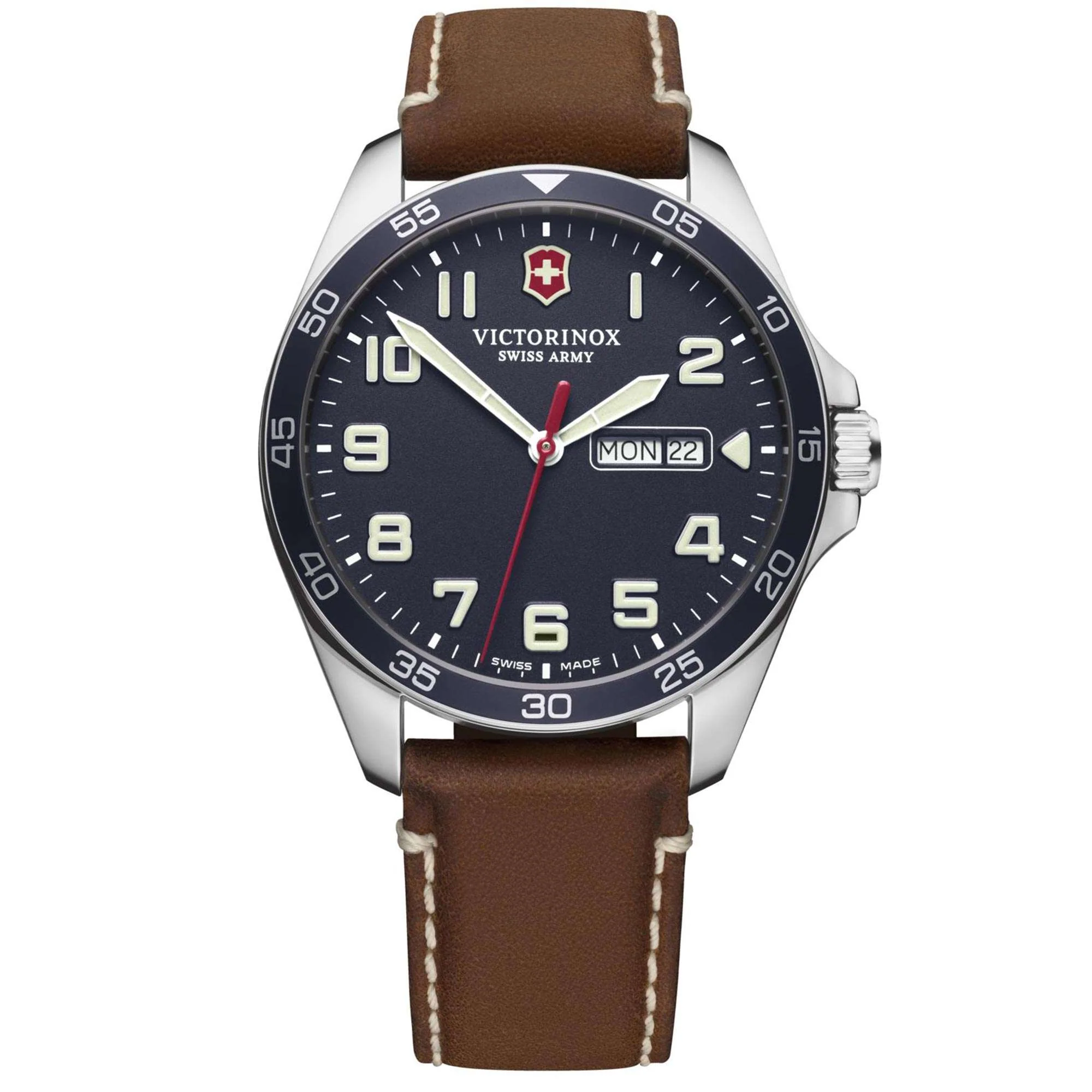 Victorinox Swiss Army Fieldforce Blue Dial Brown Leather Strap Men's Watch 241848 - Image 11