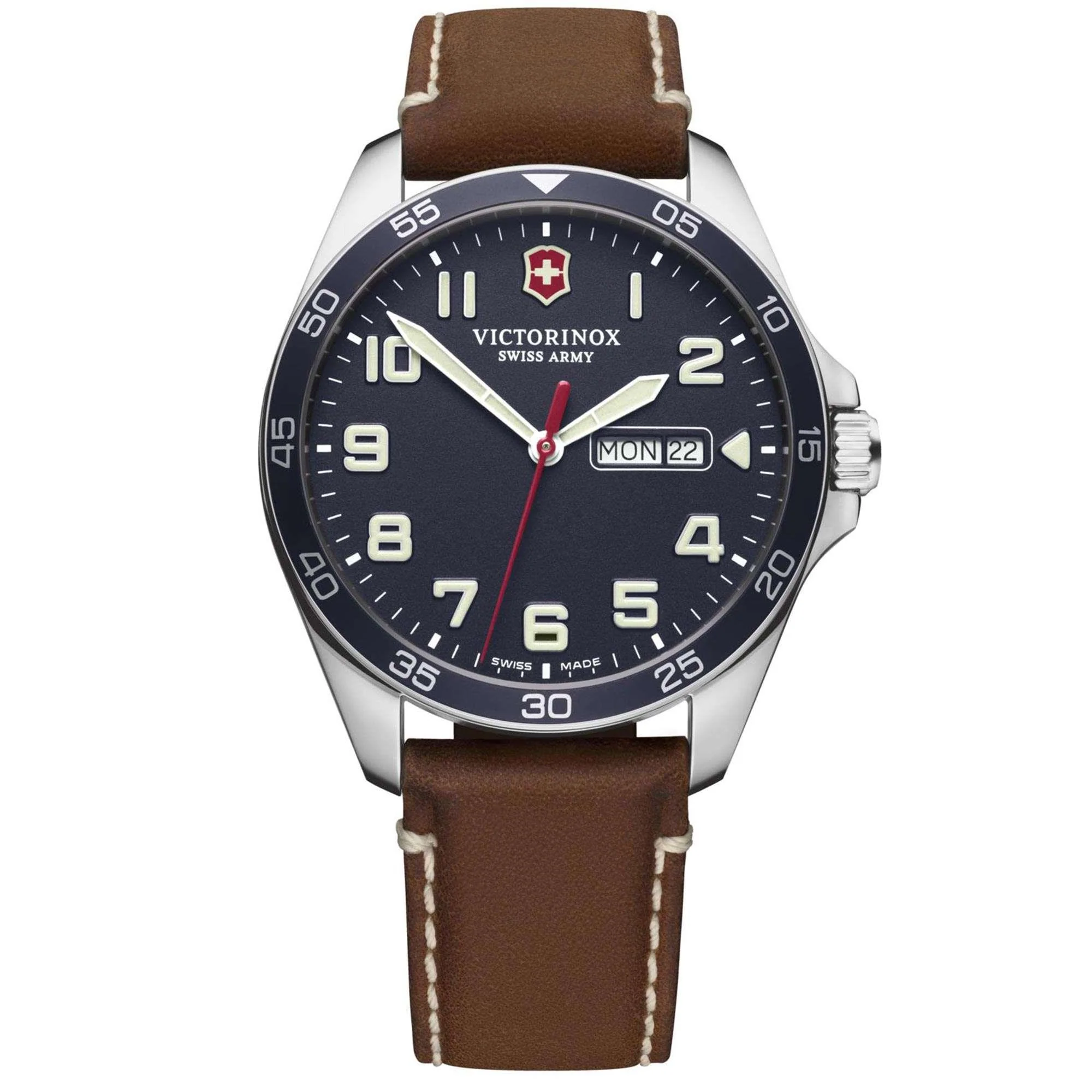 Victorinox Swiss Army Fieldforce Blue Dial Brown Leather Strap Men's Watch 241848 - Image 6