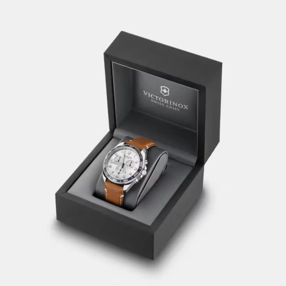 Victorinox FieldForce Chrono Quartz Silver Dial Leather Strap Men's Watch 241900 - Image 5