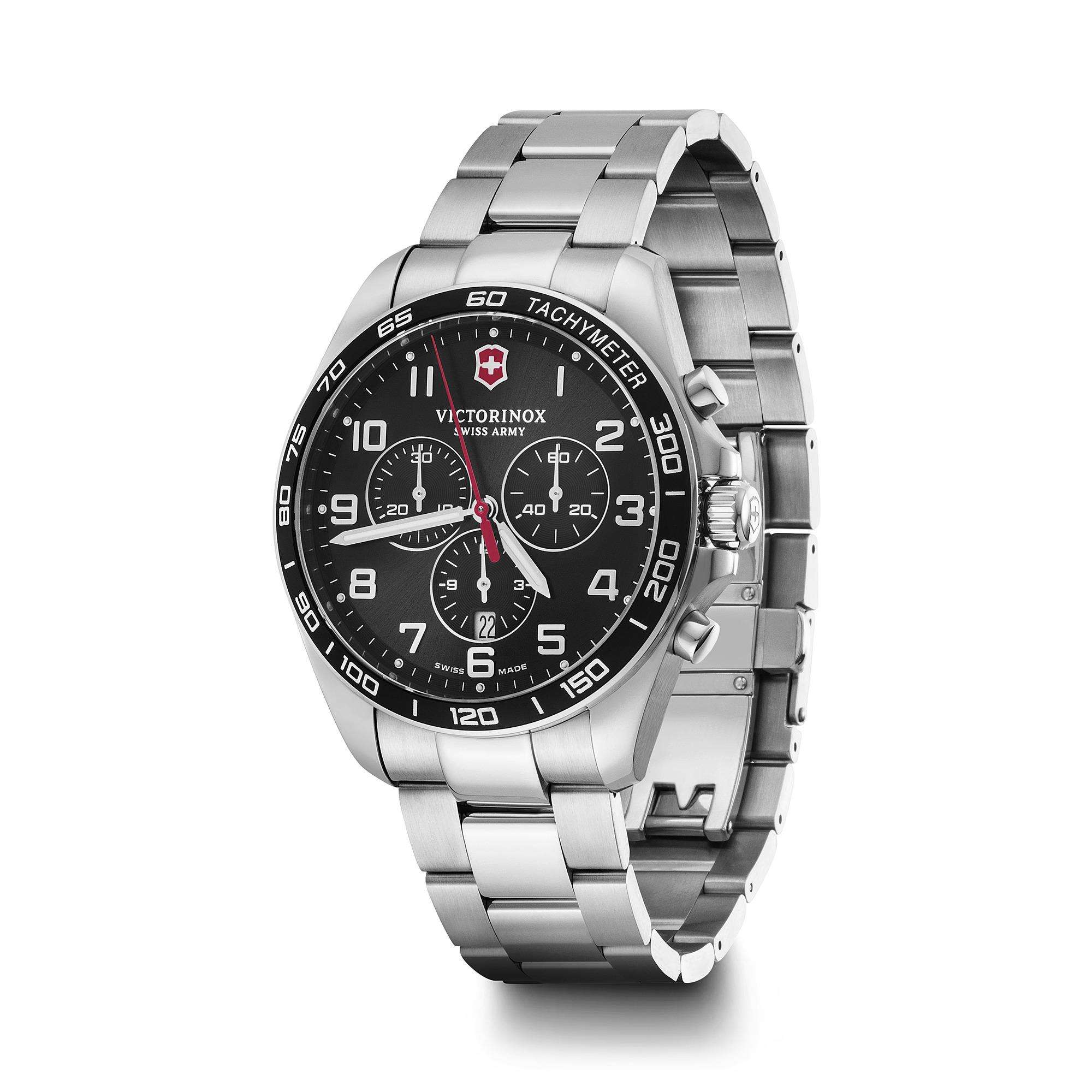 Victorinox FieldForce Classic Chrono Black Dial Stainless Steel Bracelet Men's Watch 241899 - Image 2