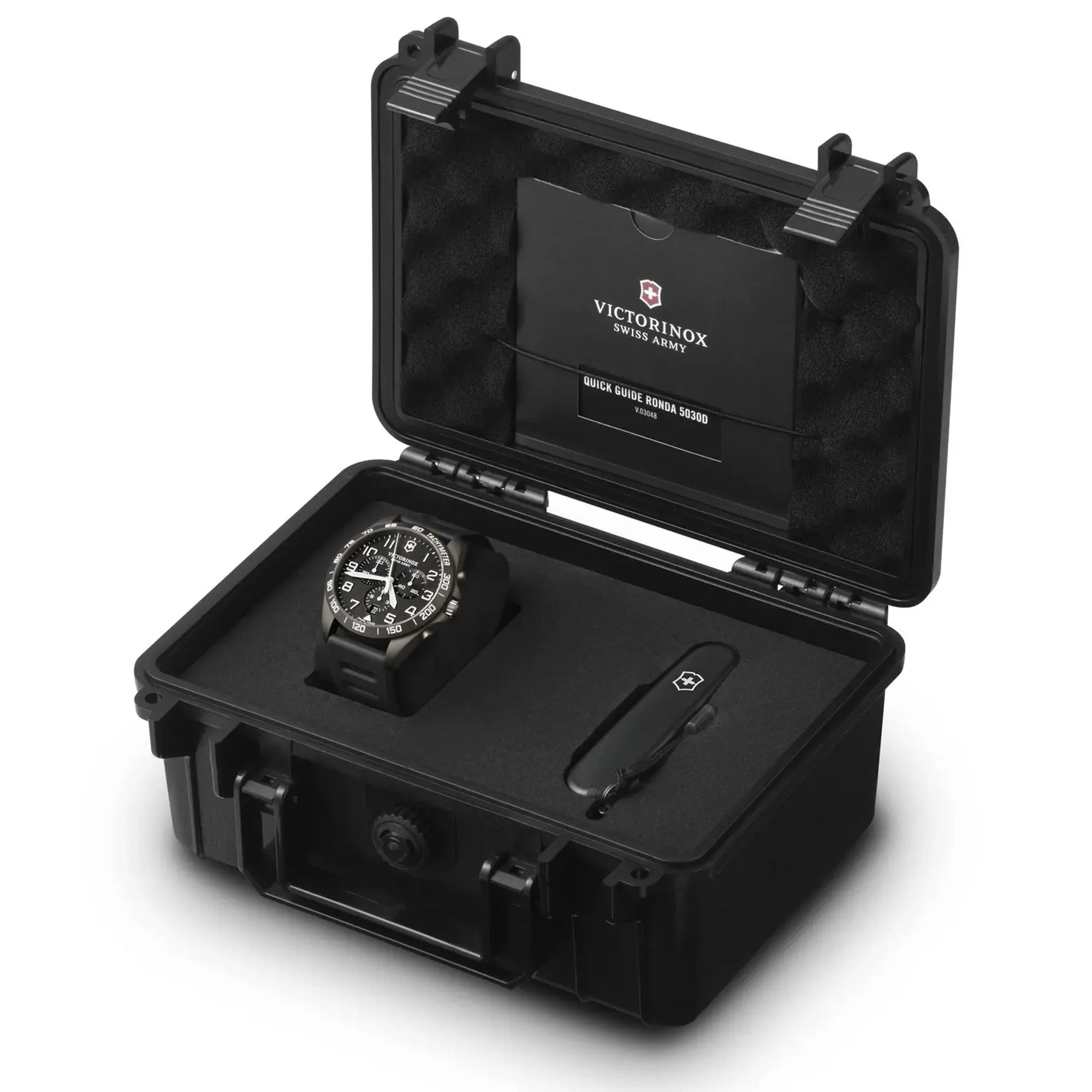 Victorinox Swiss Army Watch Fieldforce Sport Chrono Quartz Movement Black Dial Rubber Bracelet Watch 241926.1 - Image 8