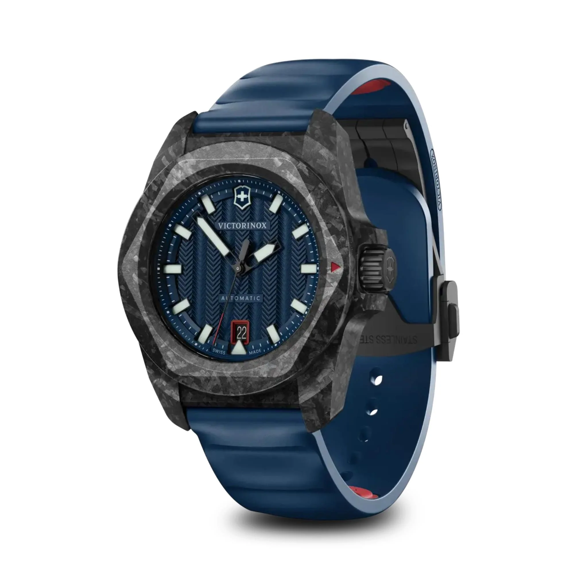Victorinox I.N.O.X. Carbon Automatic Blue Dial Rubber Strap Men's Watch 242022.1 - Image 6