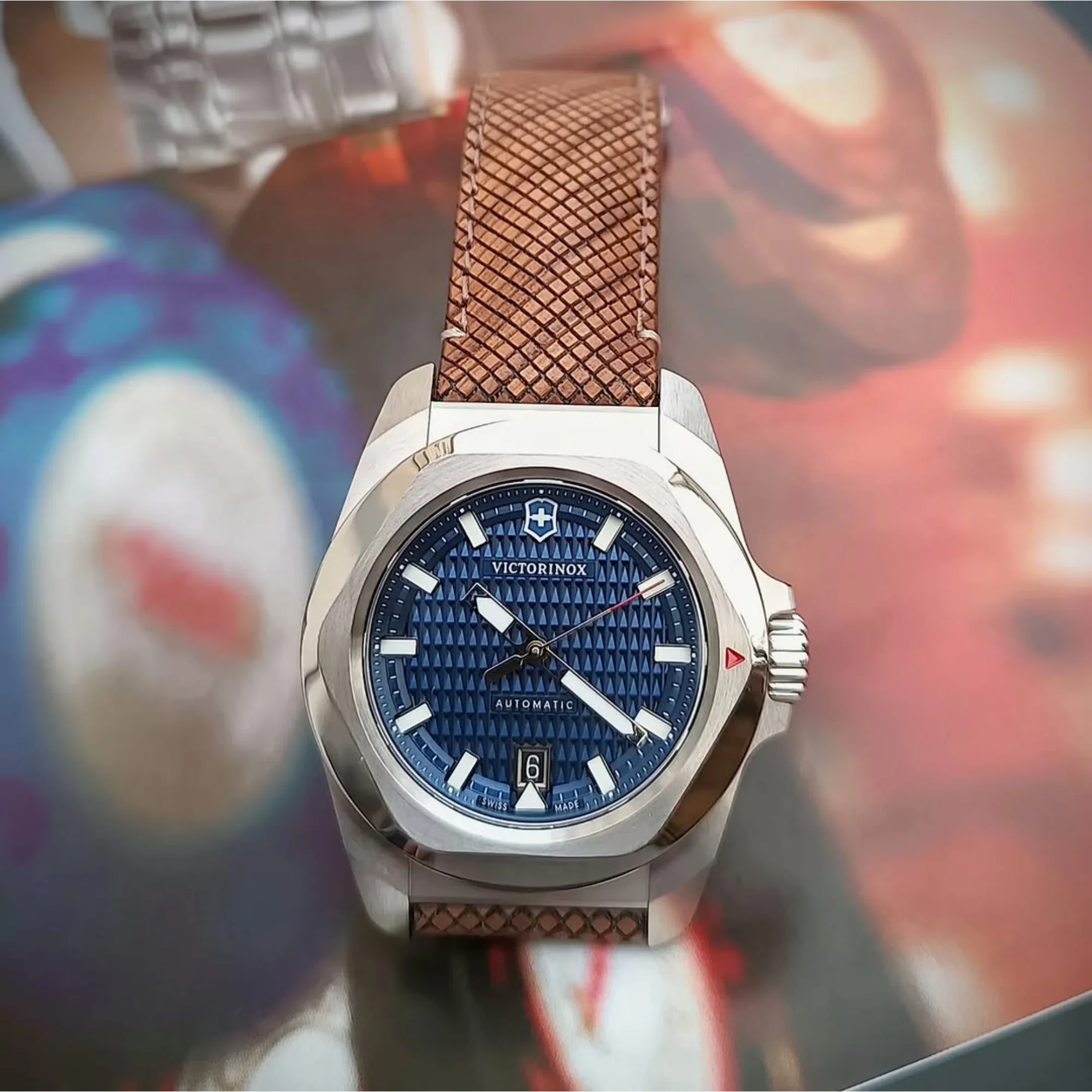 Victorinox I.N.O.X. Automatic Blue Dial Rubber and Wood Strap Men's Watch 242018.1 - Image 21