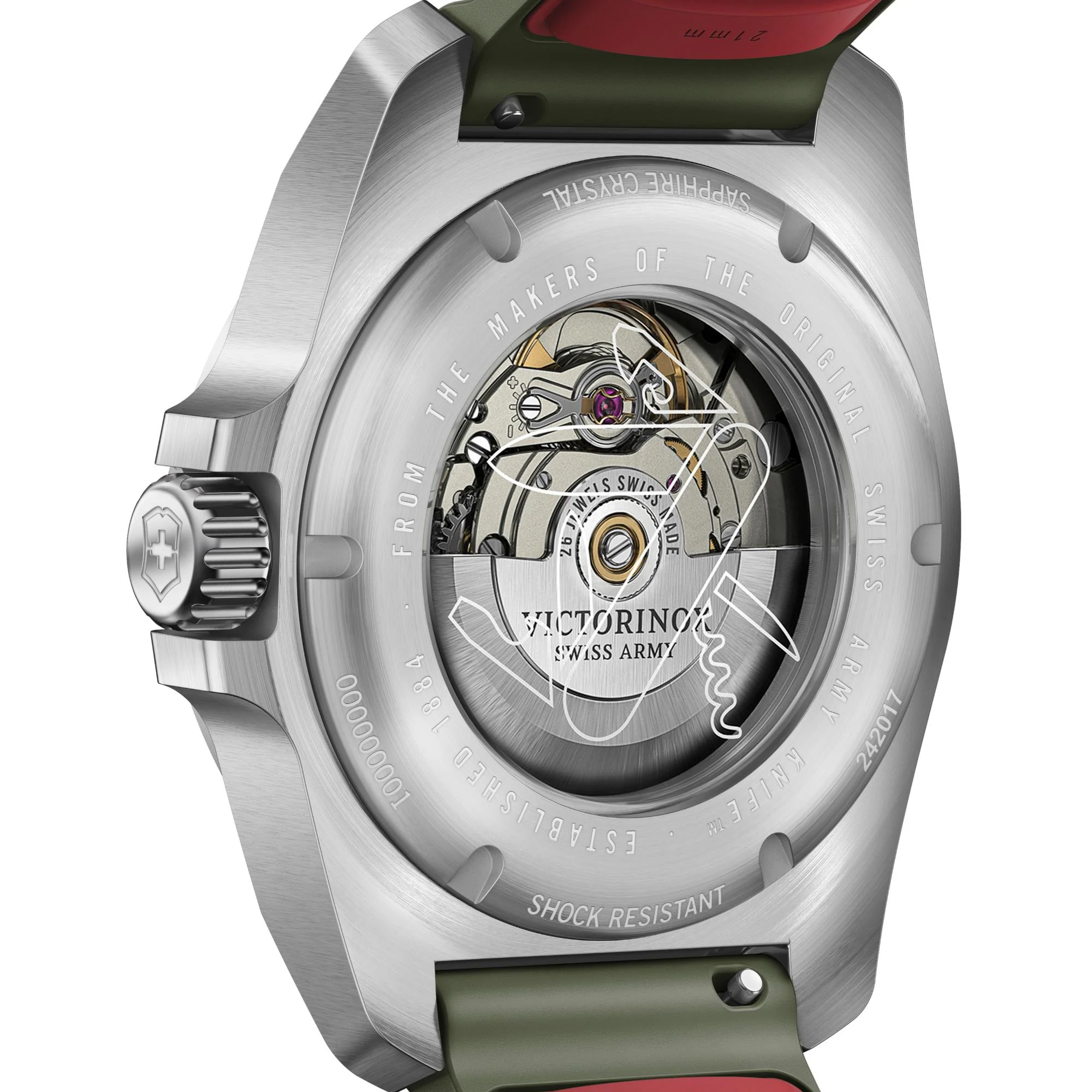 Victorinox I.N.O.X. Automatic Green Dial Rubber Strap Men's Watch 242017.1 - Image 15