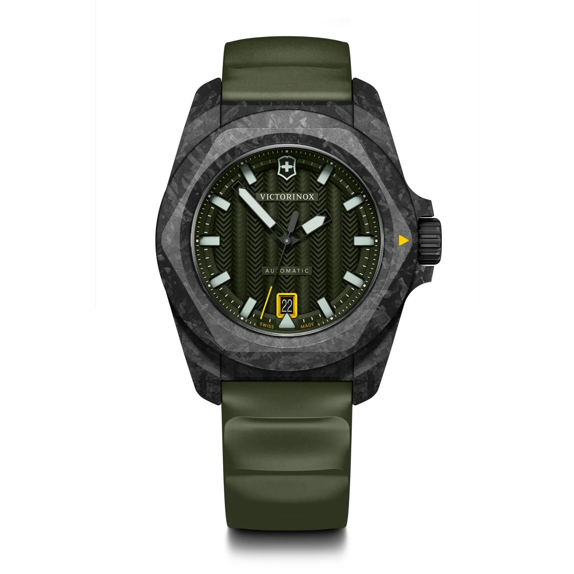Victorinox I.N.O.X. Carbon Automatic Green Dial Rubber Strap Men's Watch 242021.1 - Image 5