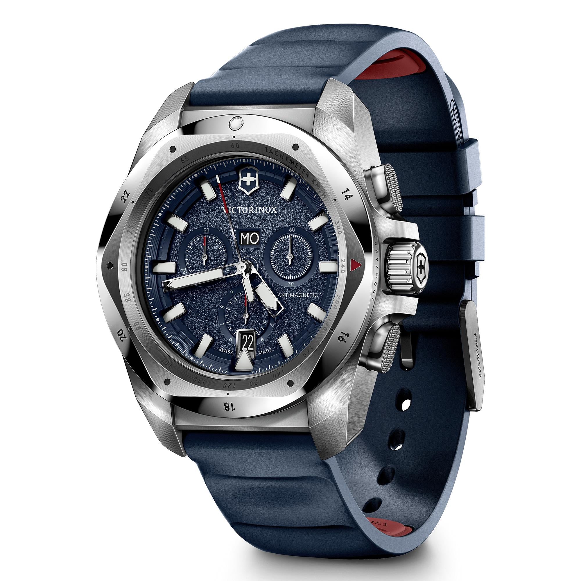 Victorinox I.N.O.X Chrono Quartz Blue Dial Blue Rubber Strap Men's Watch 241984 - Image 7